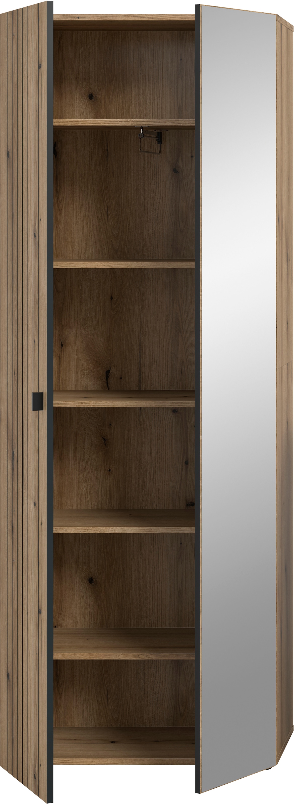 Home affaire Garderobenschrank »TATIO, Höhe 192 cm, Rillenoptik, Spiegeltür« 1 Stk. tlg. Garderobenschrank, Flurschrank, Dielenschrank