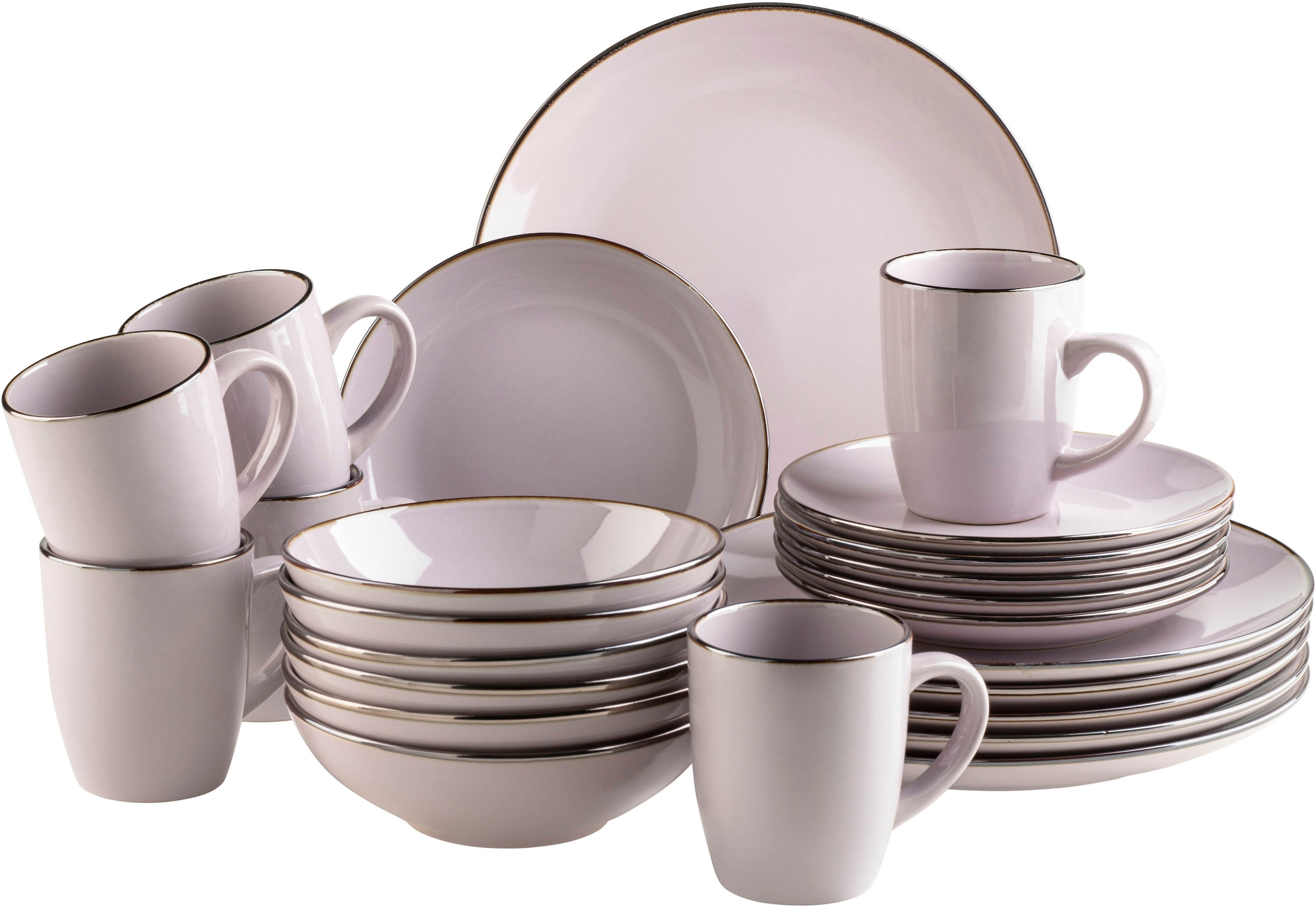 MÄSER Kombiservice »Geschirr-Set, Service Metallic Rim« messingfarben schim günstig online kaufen