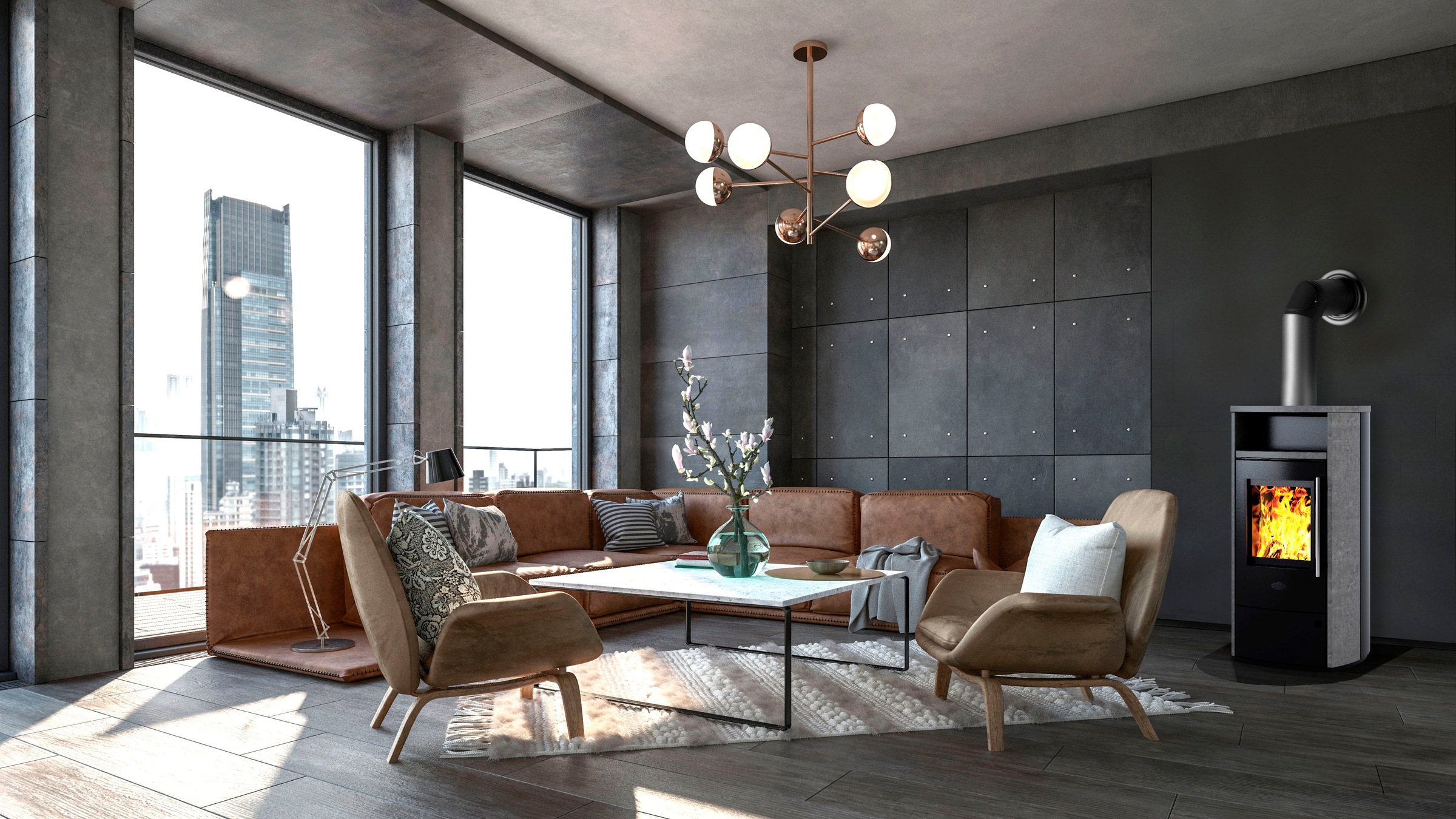 Kleining Kaminofen »»MAILAND«« mit Naturstein, revolutionäre Türverschlussa günstig online kaufen