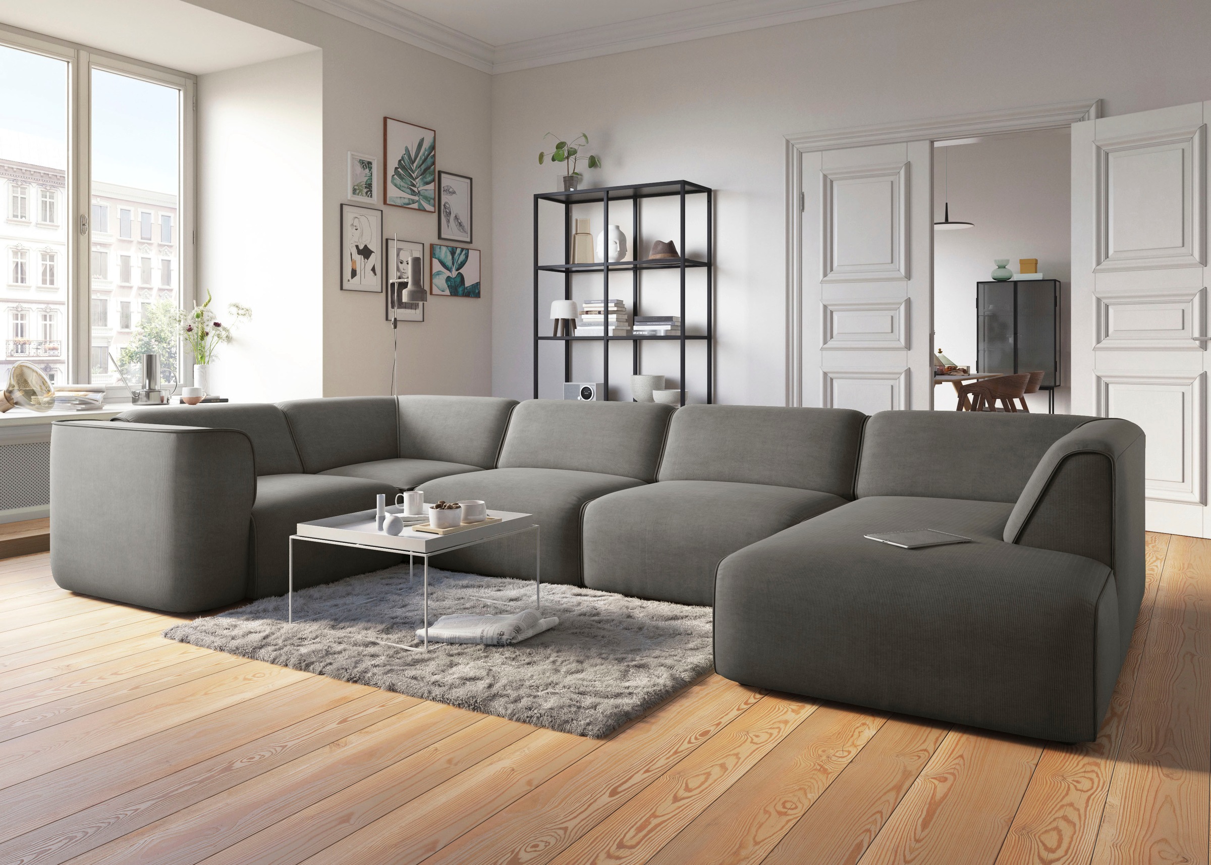 RAUM.ID Wohnlandschaft »Merid U-Form, jederzeit durch Module erweiterbar, B/T/H: 367/206/70 cm«, als Modul oder separat verwendbar, für individuelle Zusammenstellung