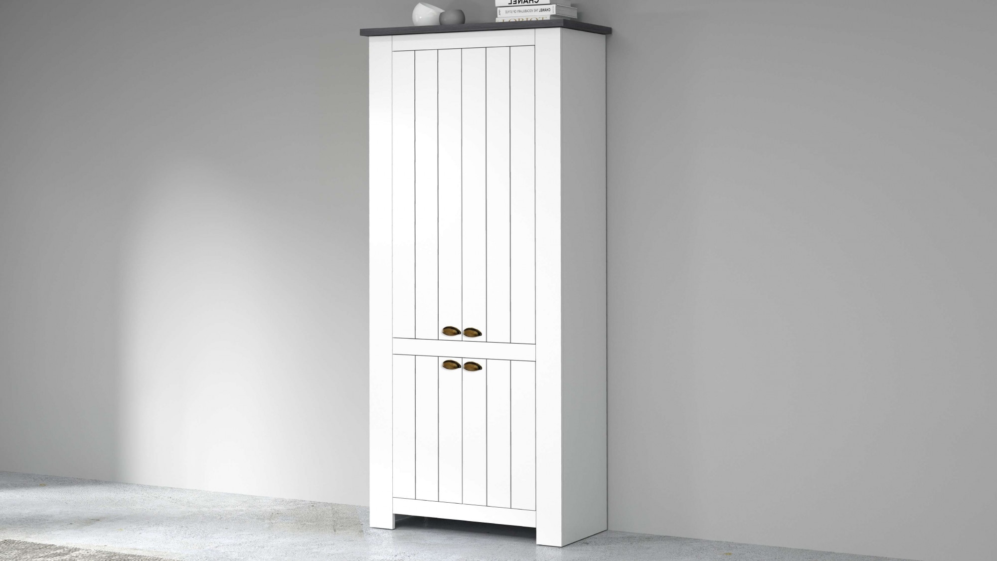 INOSIGN Schuhschrank »FIGO, Made in Italy – Schuhkommode,Schuhregal für ca. 40 Paar Schuhe«, (1 St.), 4-Türig, Siebdruck-dekorative Fräsungen, 10 Fächer, Höhe 200 cm