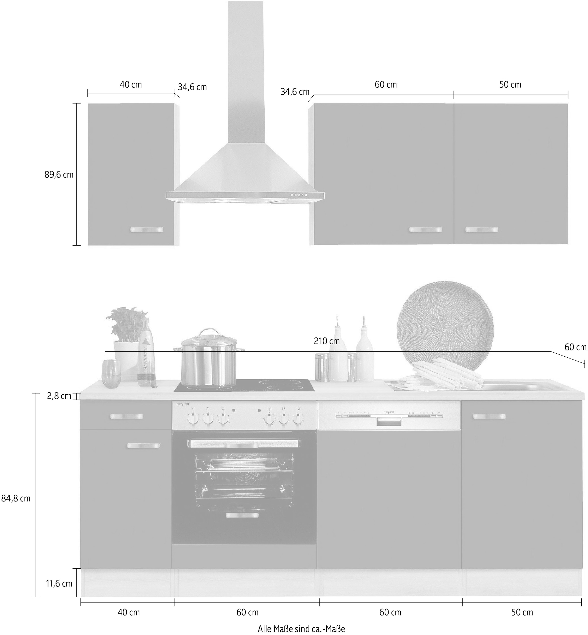 OPTIFIT Küchenzeile »Faro«, ohne E-Geräte, Breite 210 cm auf Rechnung  kaufen