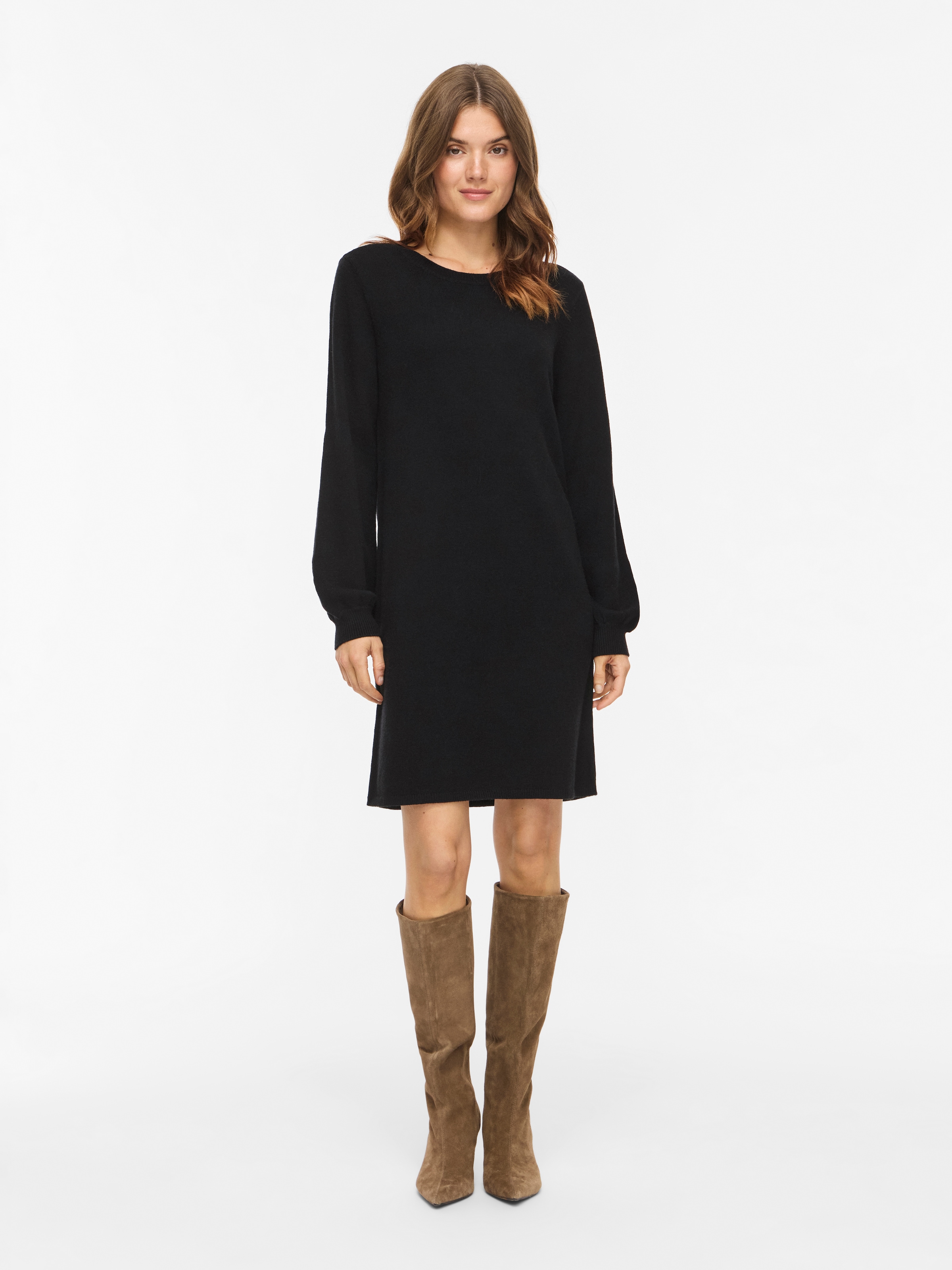 Vila Strickkleid »VIRIL L/S VOLUME SLEEVE KNIT DRESS-NOOS« Materialmix, normal geschnitten