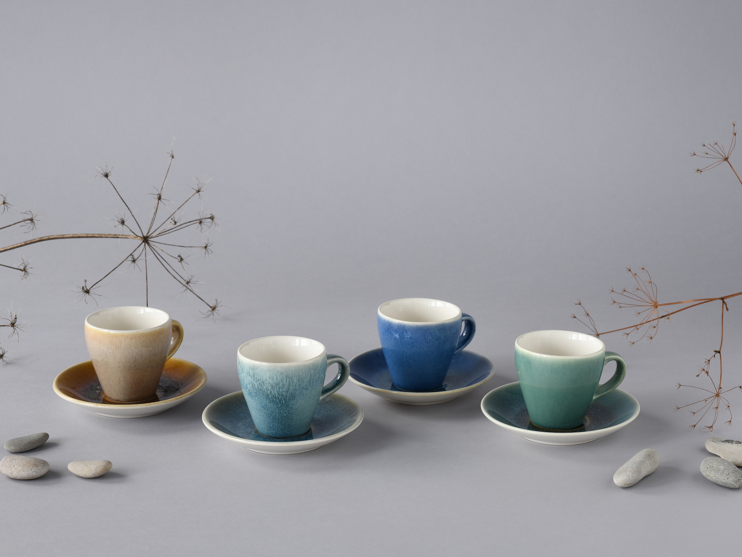 CreaTable Espressotasse »Caldera Mix, Espresso-Set, 8-tlg.«, (Set, 8 tlg.), Reaktivglasur