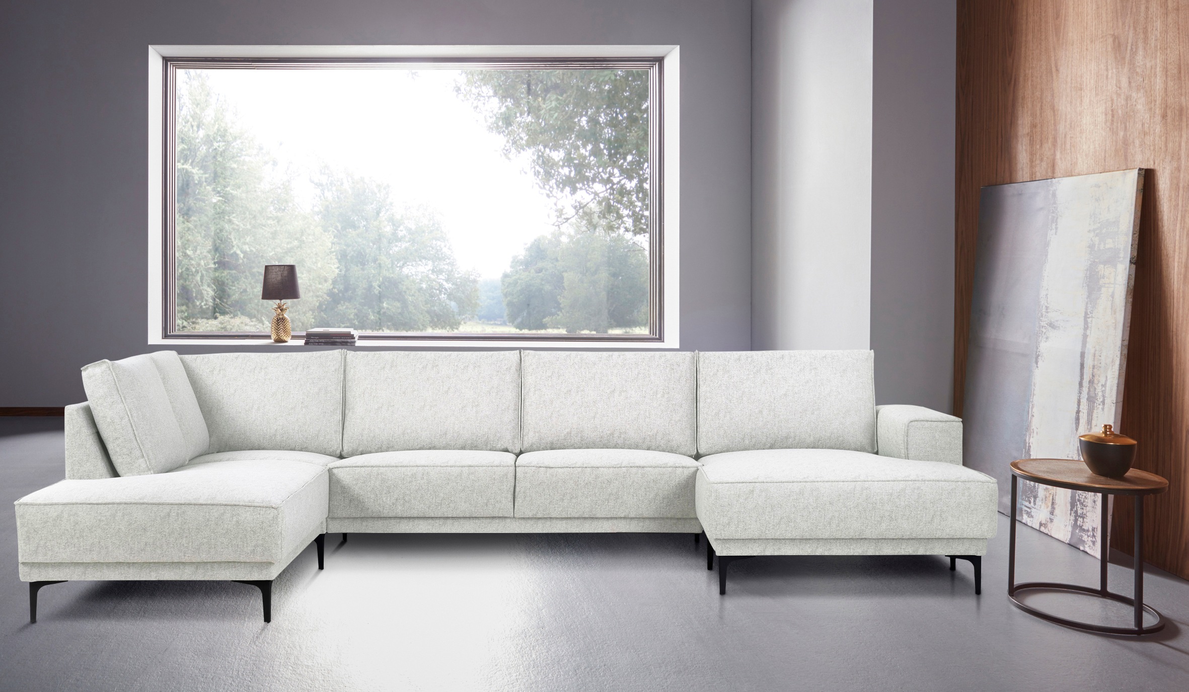 Places of Style Wohnlandschaft »XXL Sofa Oland, Struktur, Flachgewebe, Luxu günstig online kaufen