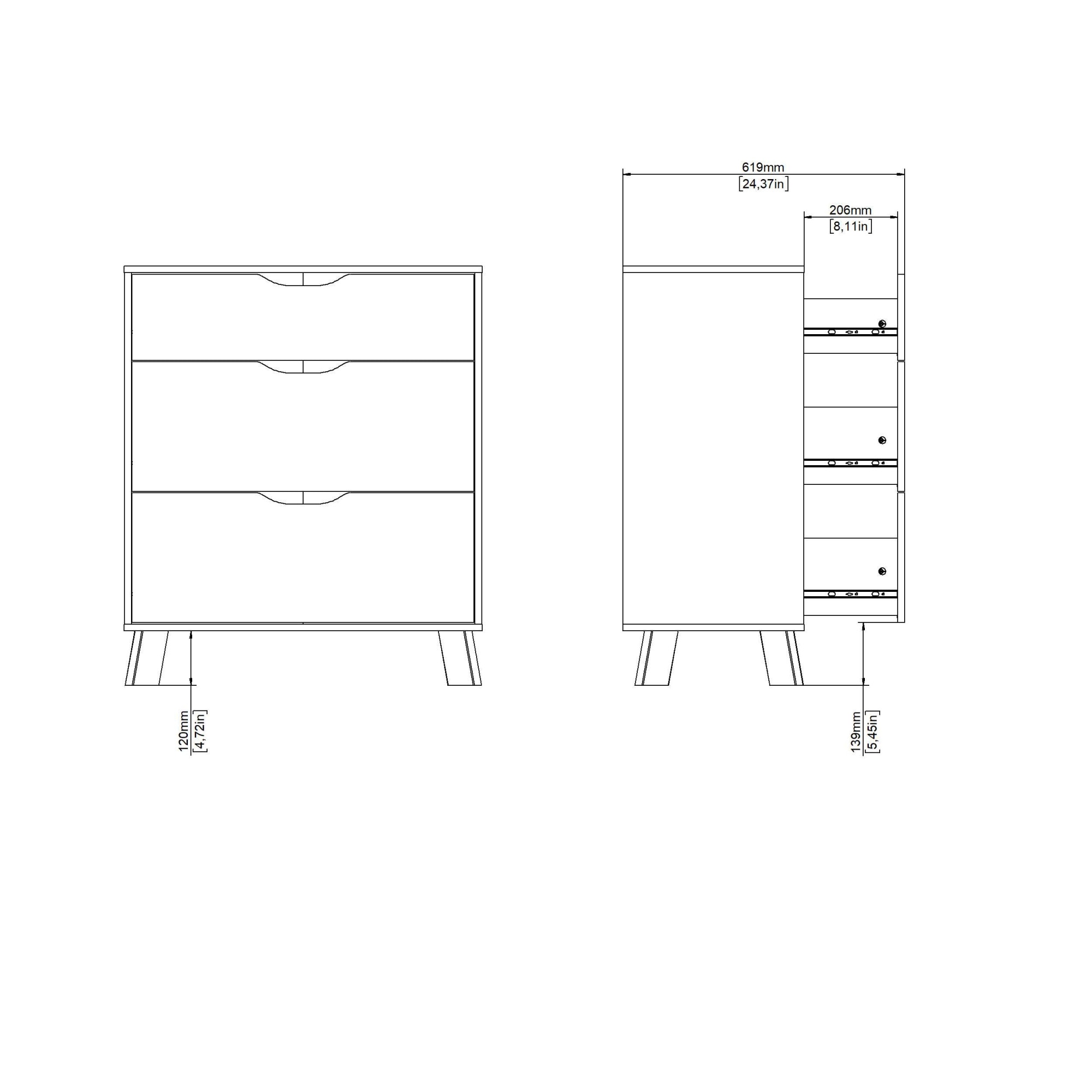 andas Kommode »Ikast, Schubladenschrank, Aufbewahrung, Stauraum«, 3 Schubladen, Eingriffsmulden, Breite 79 cm