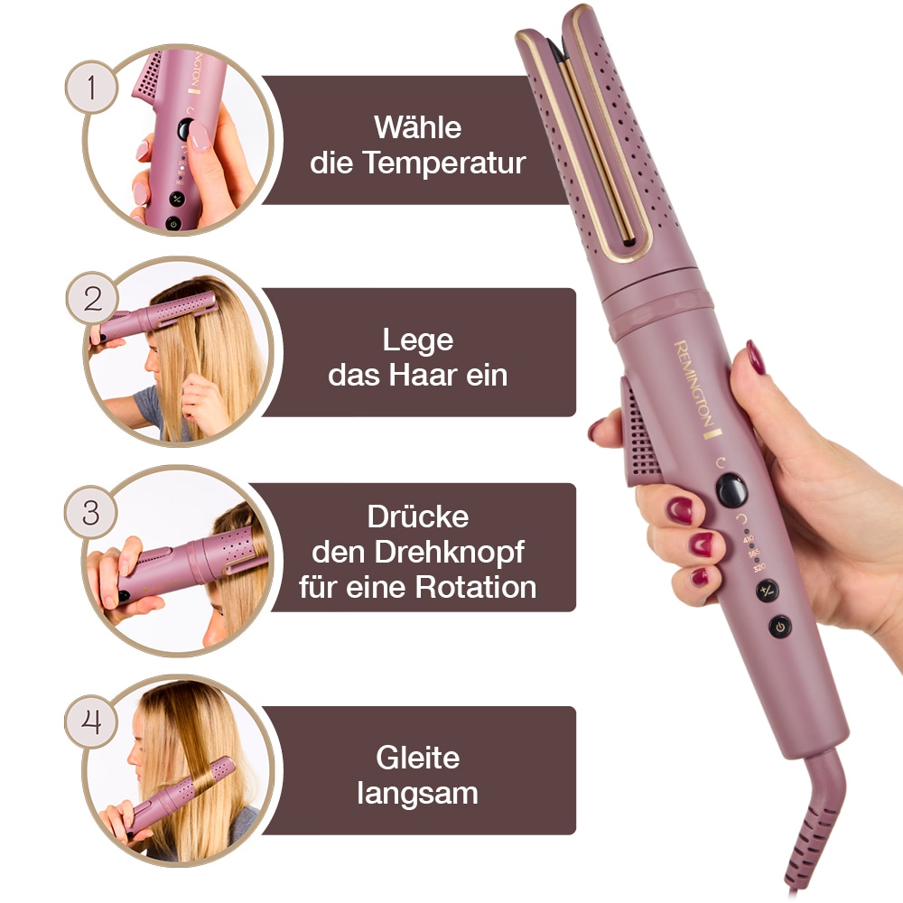 Remington Lockenstab »AIRviveRotierender Lockenstab (CI8930)« Keramik-Beschichtung rotierend, Ionic Air, Anti-Frizz-Mikrowirkstoffe, 160-210°