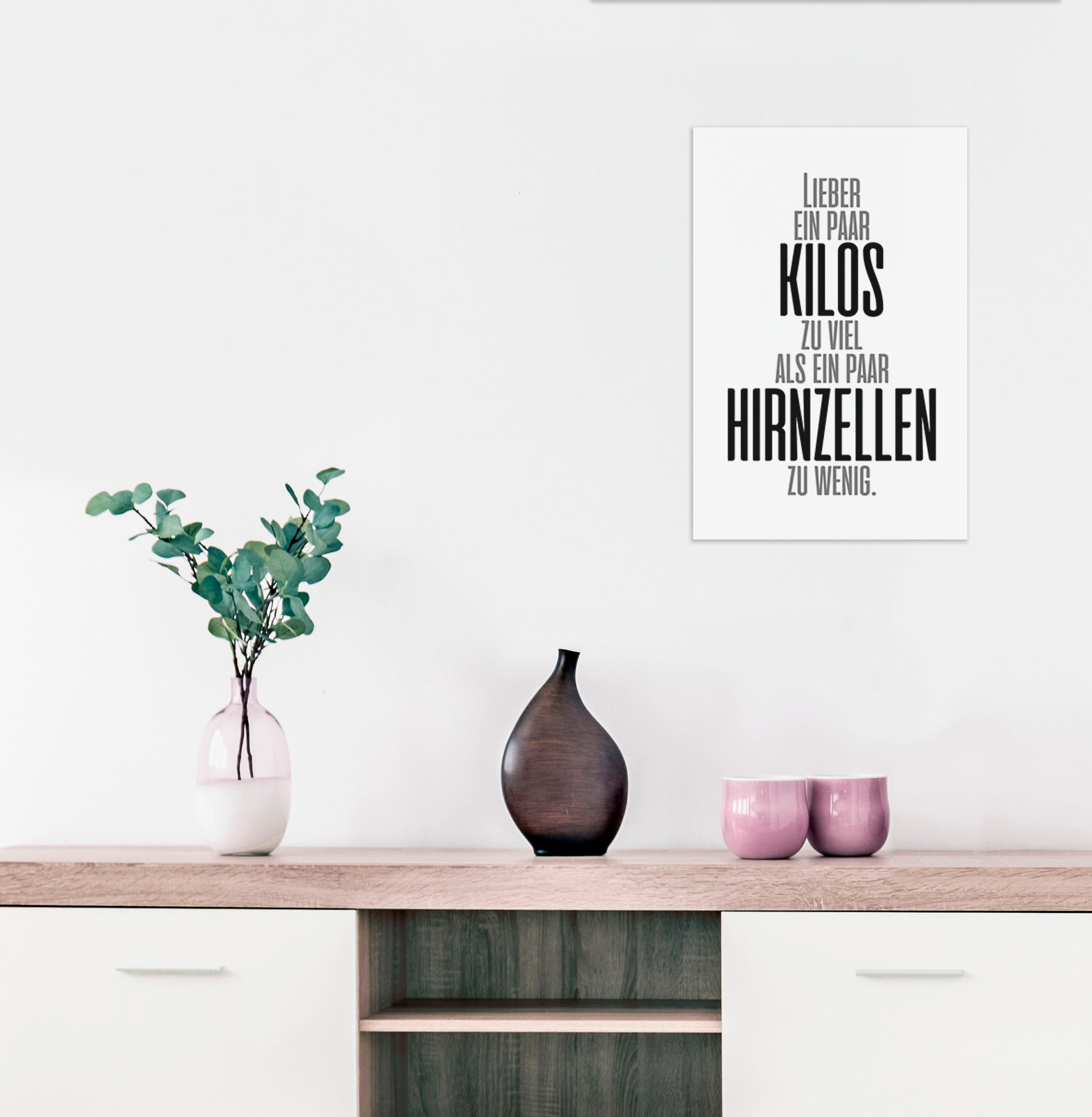 queence Wanddekoobjekt »Lieber ein paar Kilos ...«, Stahlschild, Blechschild, Spruch, Witzig, Wanddeko, retro, 20x30cm