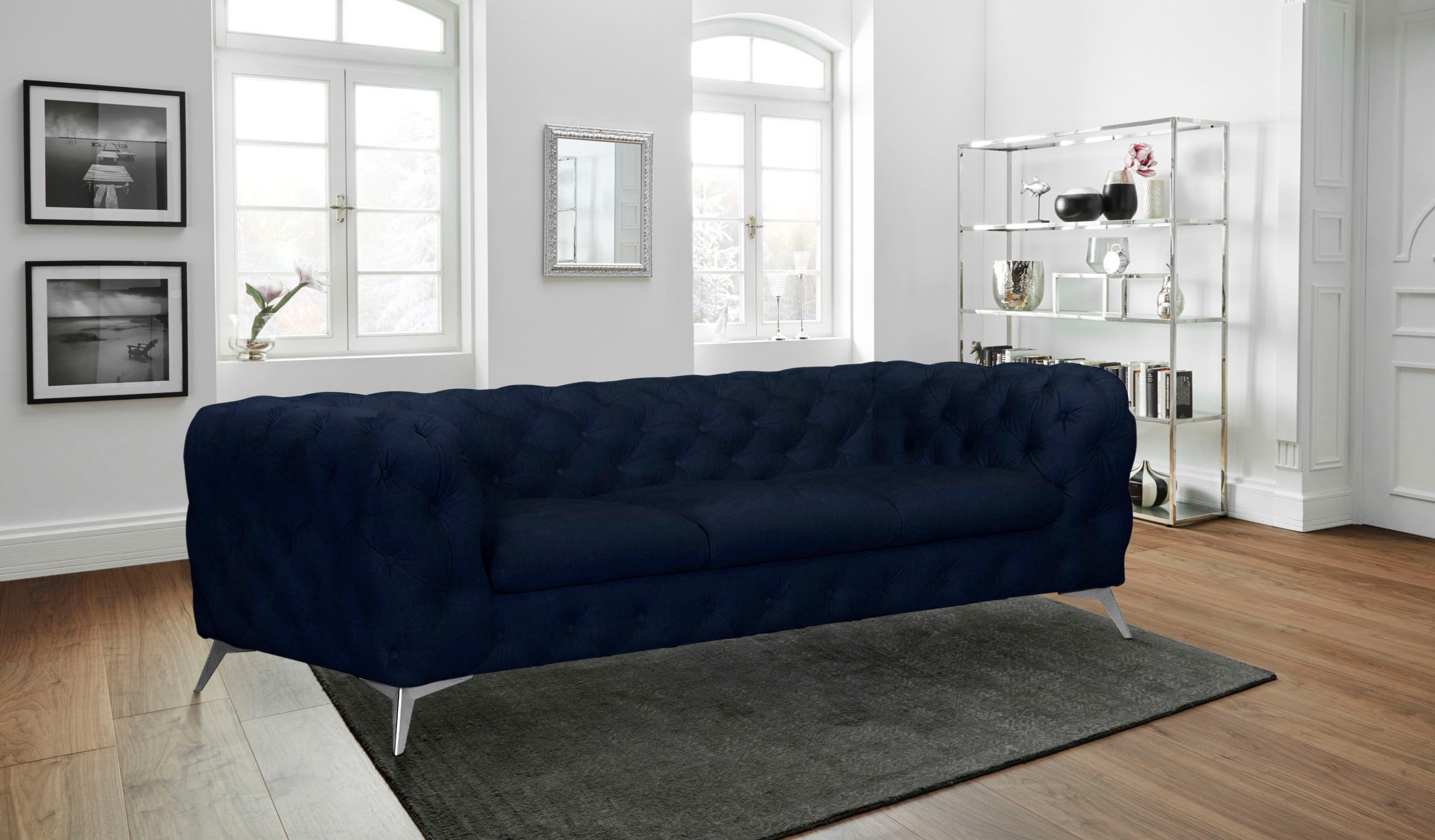 Leonique Chesterfield-Sofa »Glynis«, aufwändige Knopfheftung, moderne Chesterfield Optik, Fußfarbe wählbar