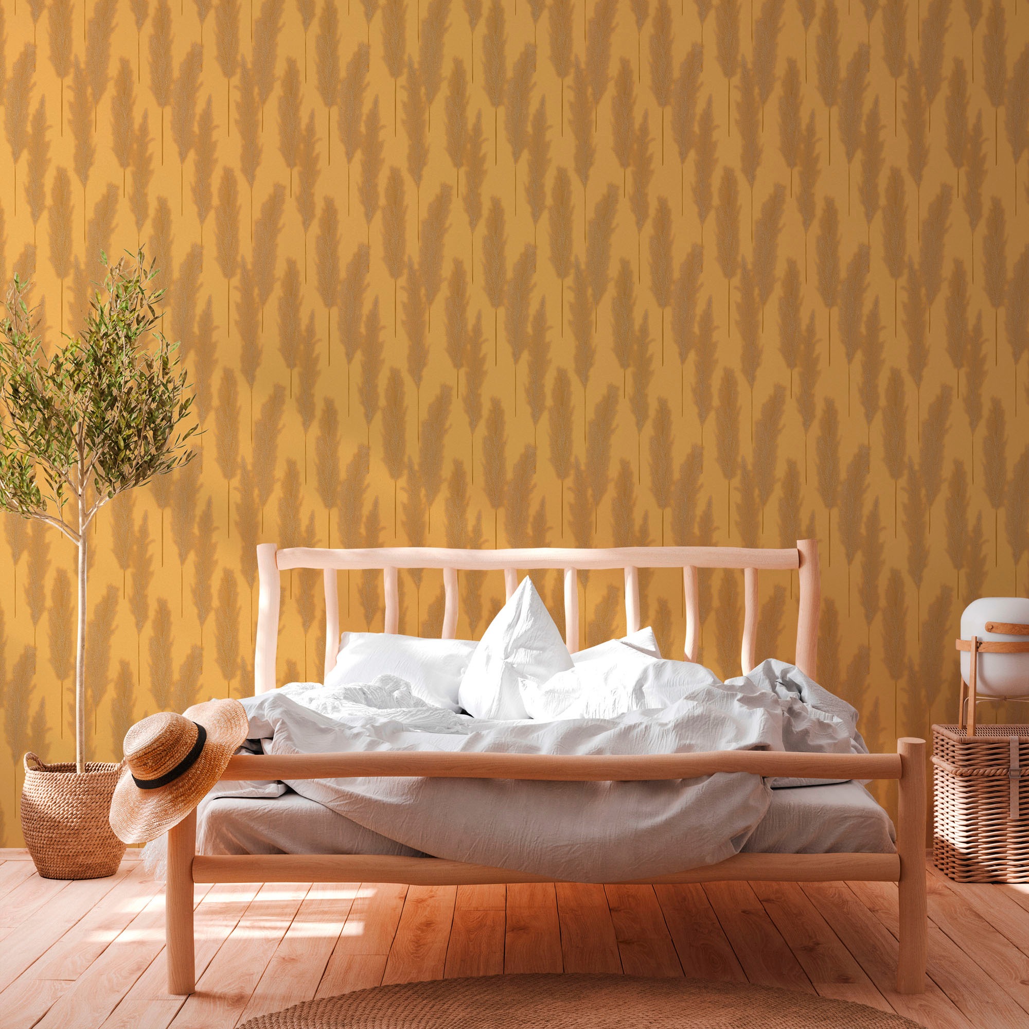 A.S. Création Vliestapete »Hygge«, floral-Motiv-gemustert, Tapete Schilfgras Tapete Pampasgras Tapeten Wohnzimmer Schlafzimmer