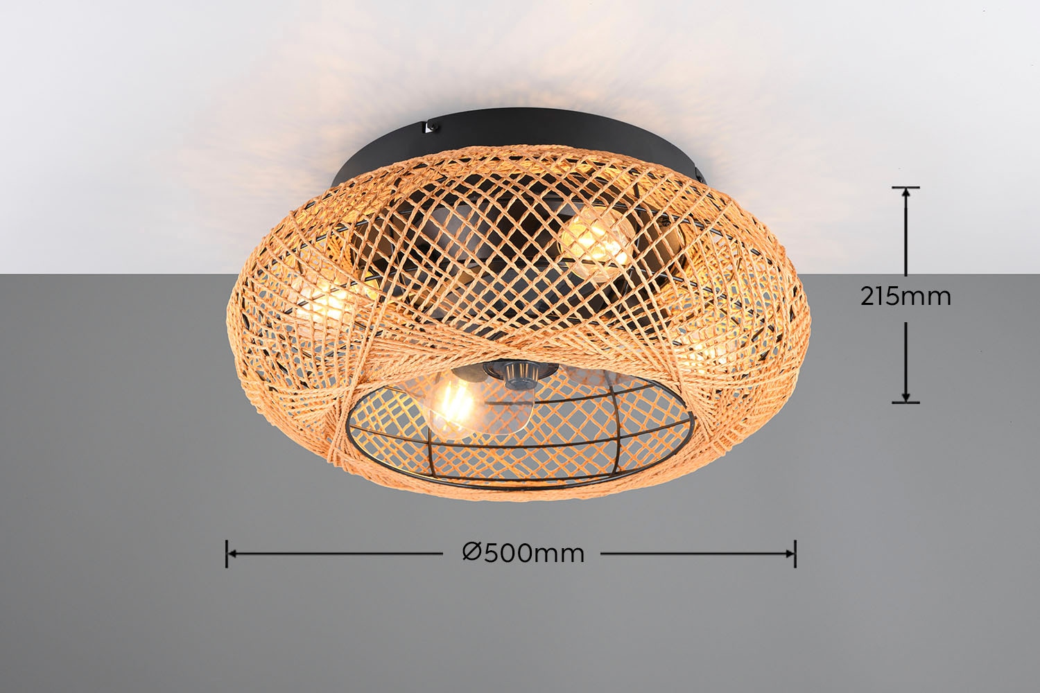 REALITY Leuchten Deckenleuchte »LILLESAND Deckenventilator mit Beleuchtung Fernbedienung Timer 3Stufen«, 4 flammig, Leuchtmittel E27 | Leuchtmittel wechselbar-ohne Leuchtmittel, Deckenventilator exkl. 4xE27 Leuchtmittel, Sommer- & Winterfunktion