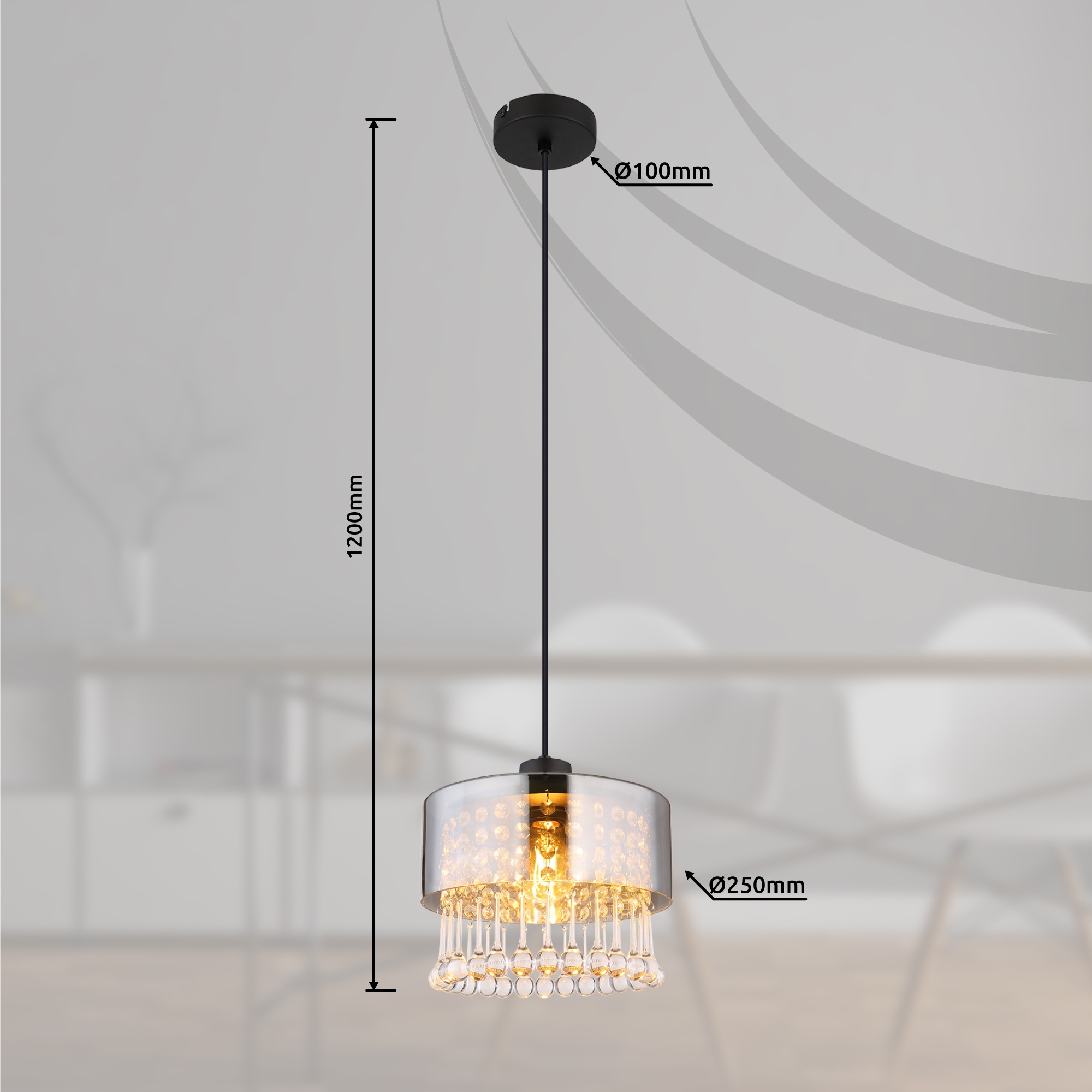 GLOBO LIGHTING Hängeleuchte »HENDRY«, Leuchtmittel E27 | ohne Leuchtmittel, Hängelampe/Pendelleuchte/Esszimmer/Wohnzimmer/Esstisch