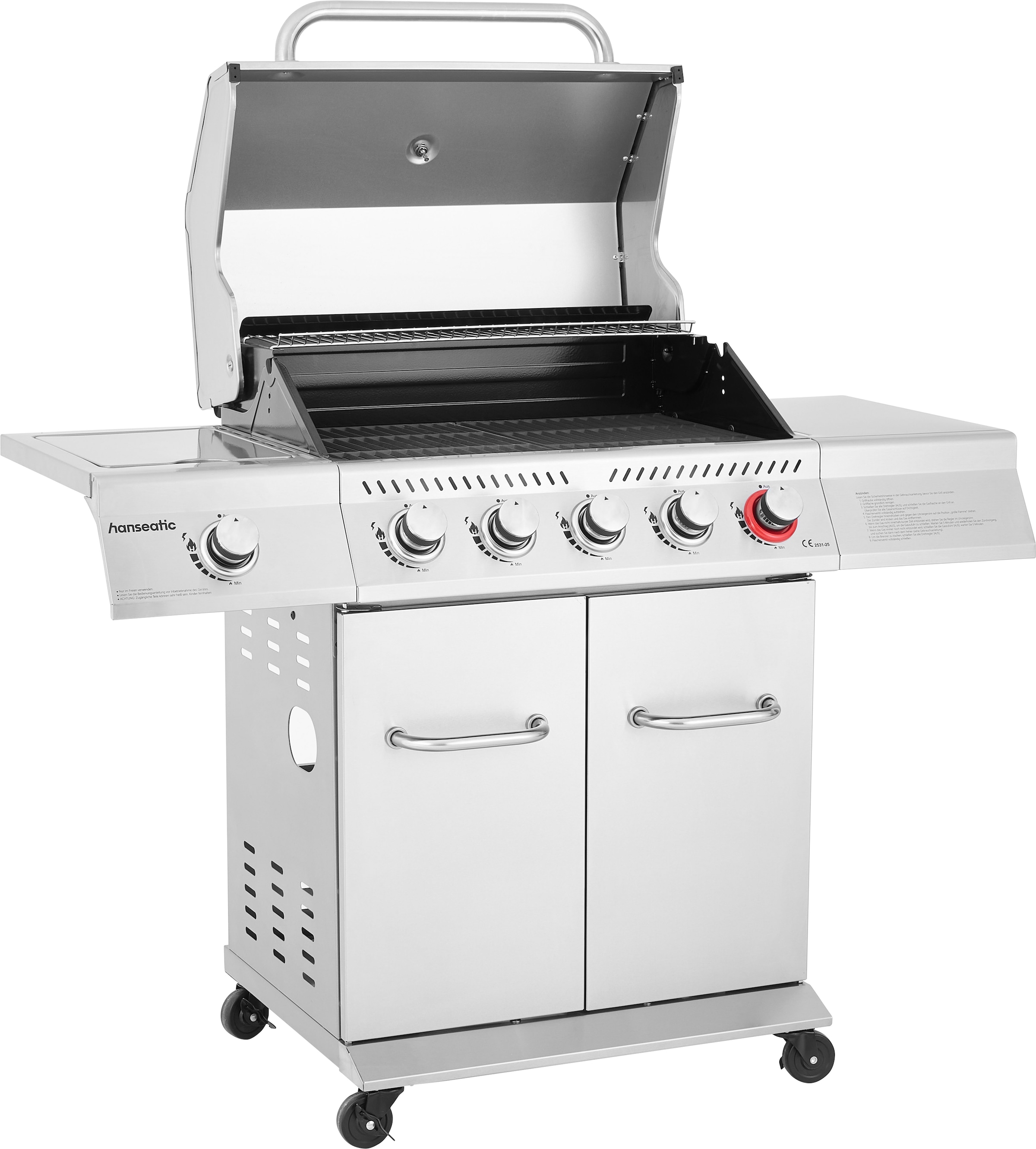 Hanseatic Gasgrill »Richland, 5 Brenner (inkl. Turbobrenner) + Seitenbrenner 21,5kw Gesamt« inkl. 3 Jahre Herstellergarantie
