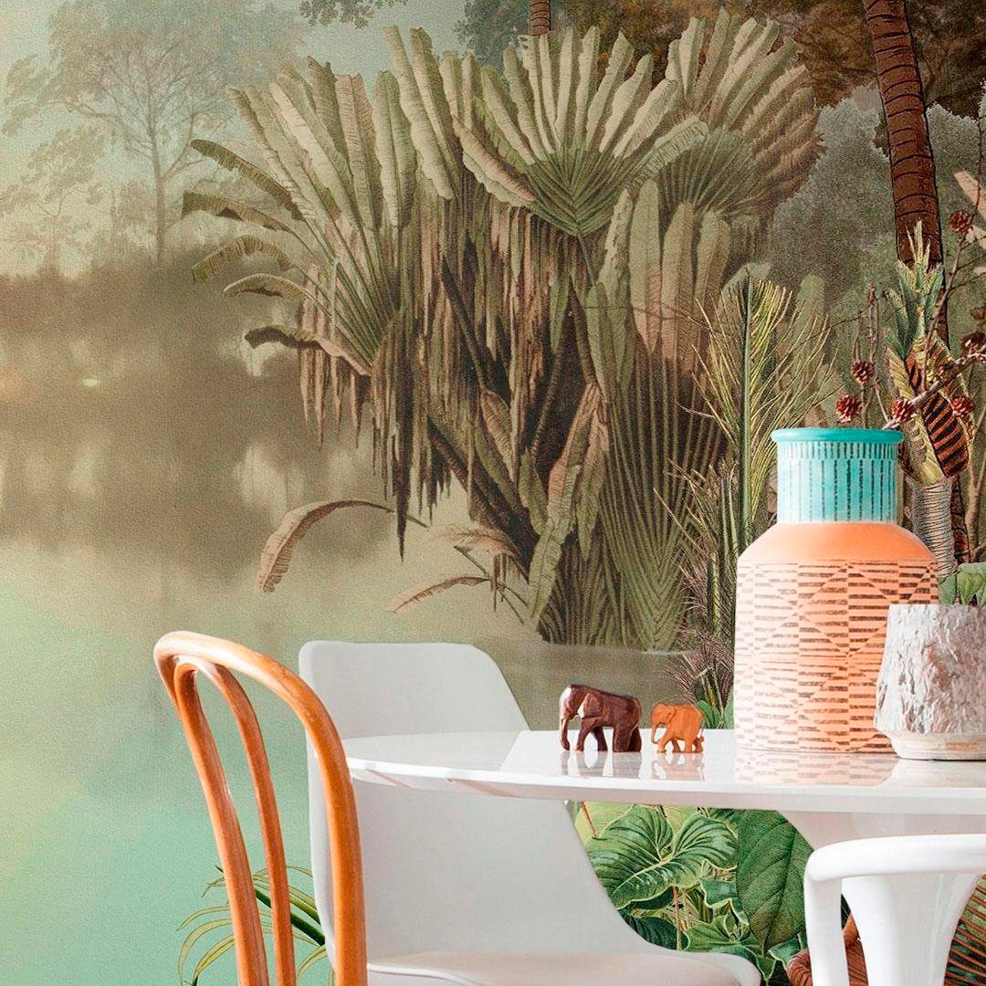 Komar Vliestapete »Digitaldruck Vlies - Lac Tropical - Größe 400 x 270 cm«, bedruckt, Wohnzimmer, Schlafzimmer