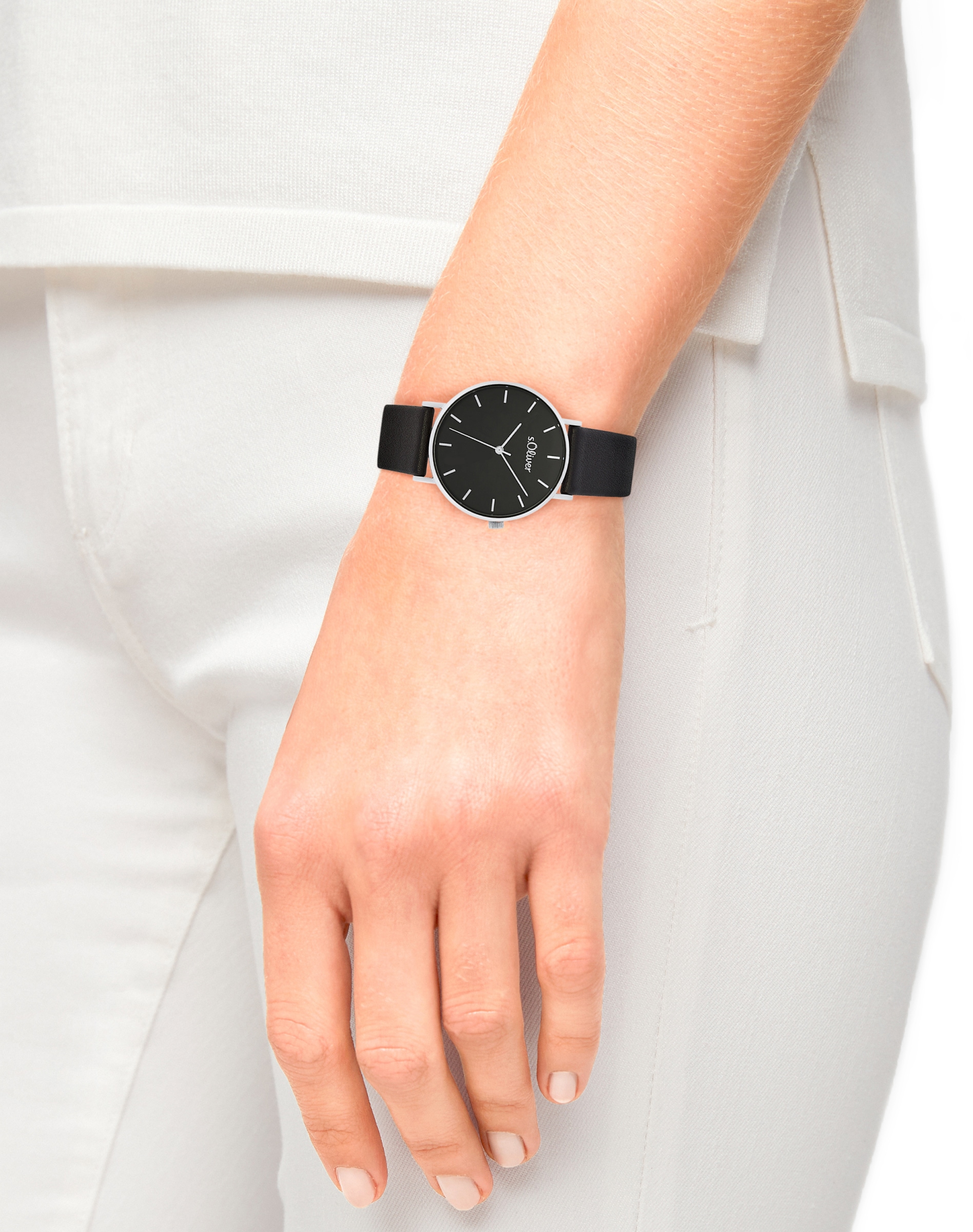 s.Oliver Quarzuhr, Armbanduhr, Damenuhr, analog, Lederarmband