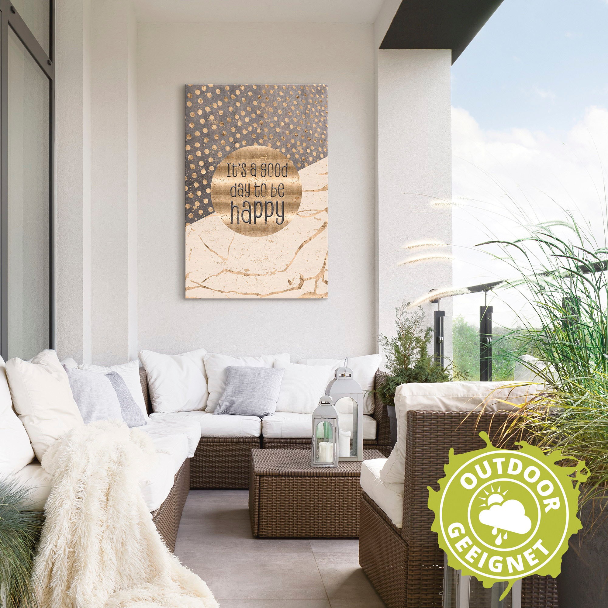 Artland Wandbild »Ein guter Tag um glücklich zu sein« Sprüche & Texte 1 Stk. tlg. als Alubild, Leinwandbild, Poster in verschied. Größen