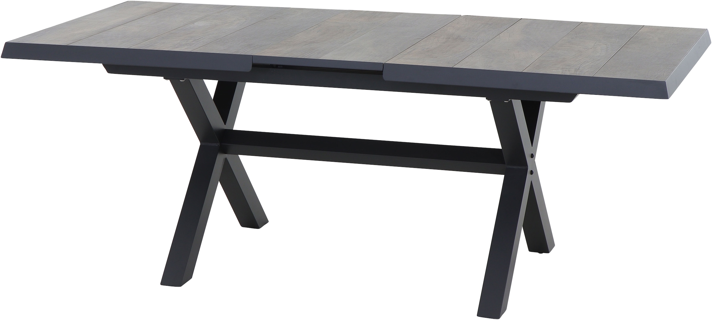 Siena Garden Gartentisch »SINCRO Ausziehtisch 160/200x90cm matt anthrazit« Aluminiumgestell matt anthrazit, Tischplatte aus Keramik, washed grey