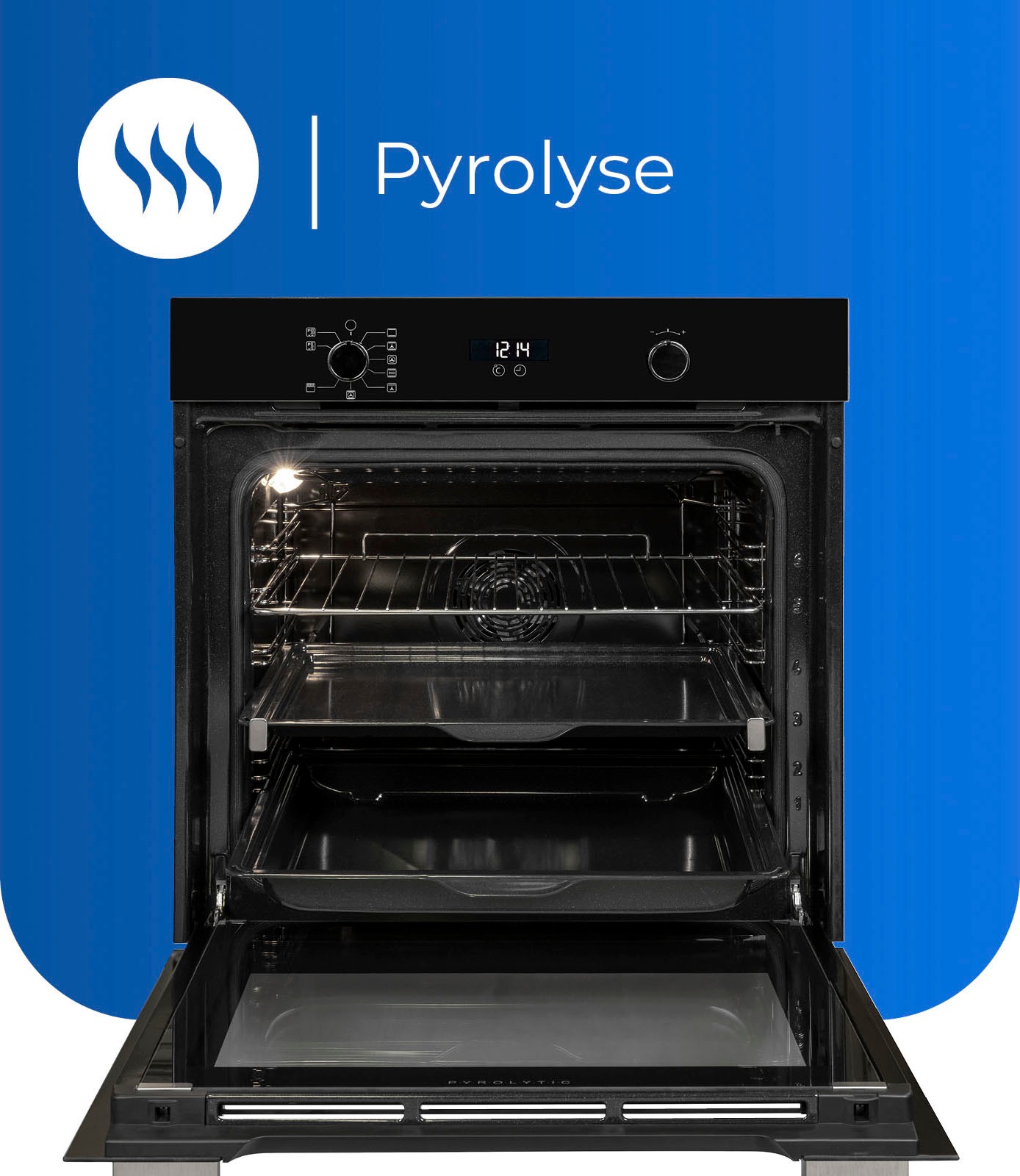 exquisit Pyrolyse Backofen  »EBEP707-18H«, mit 1-fach-Teleskopauszug, Pyrolyse-Selbstreinigung