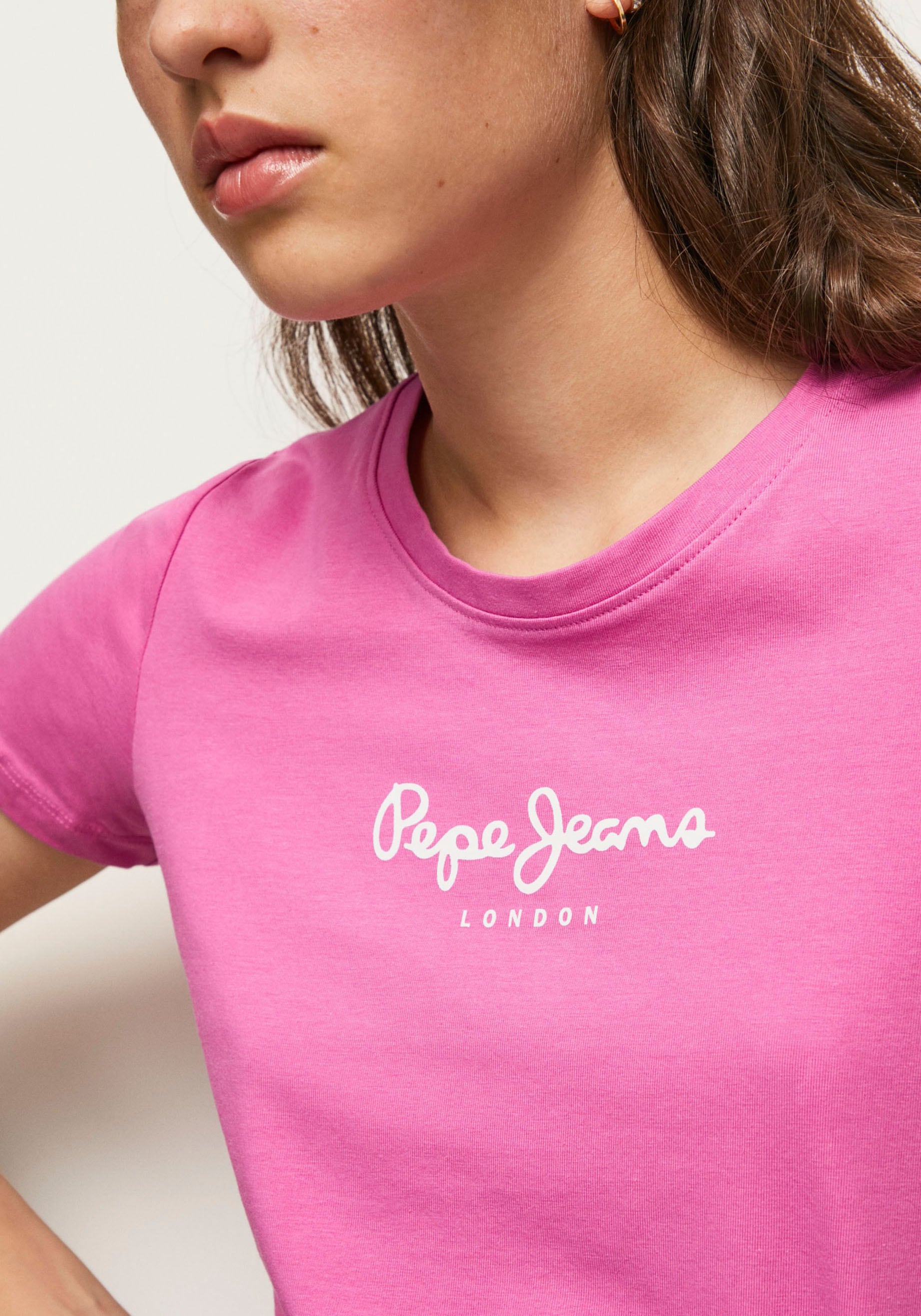 figurbetonter Pepe in Jeans Optik und »VIOLETTE«, T-Shirt kaufen unifarbener online Passform in schlichter