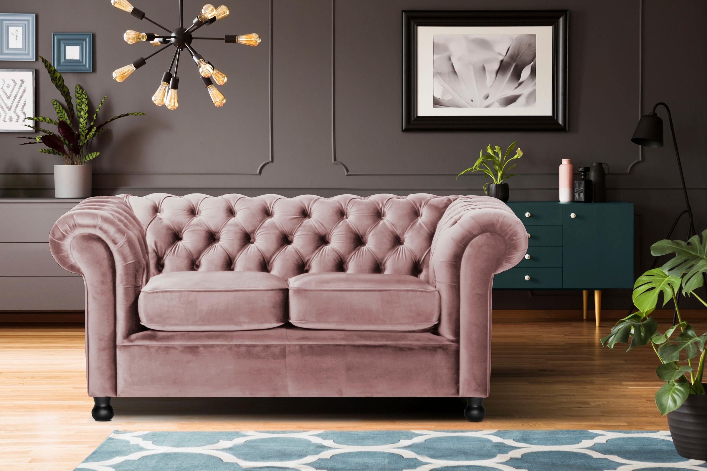 Home affaire Chesterfield-Sofa "Chesterfield Home 2-Sitzer", mit edler Knop günstig online kaufen