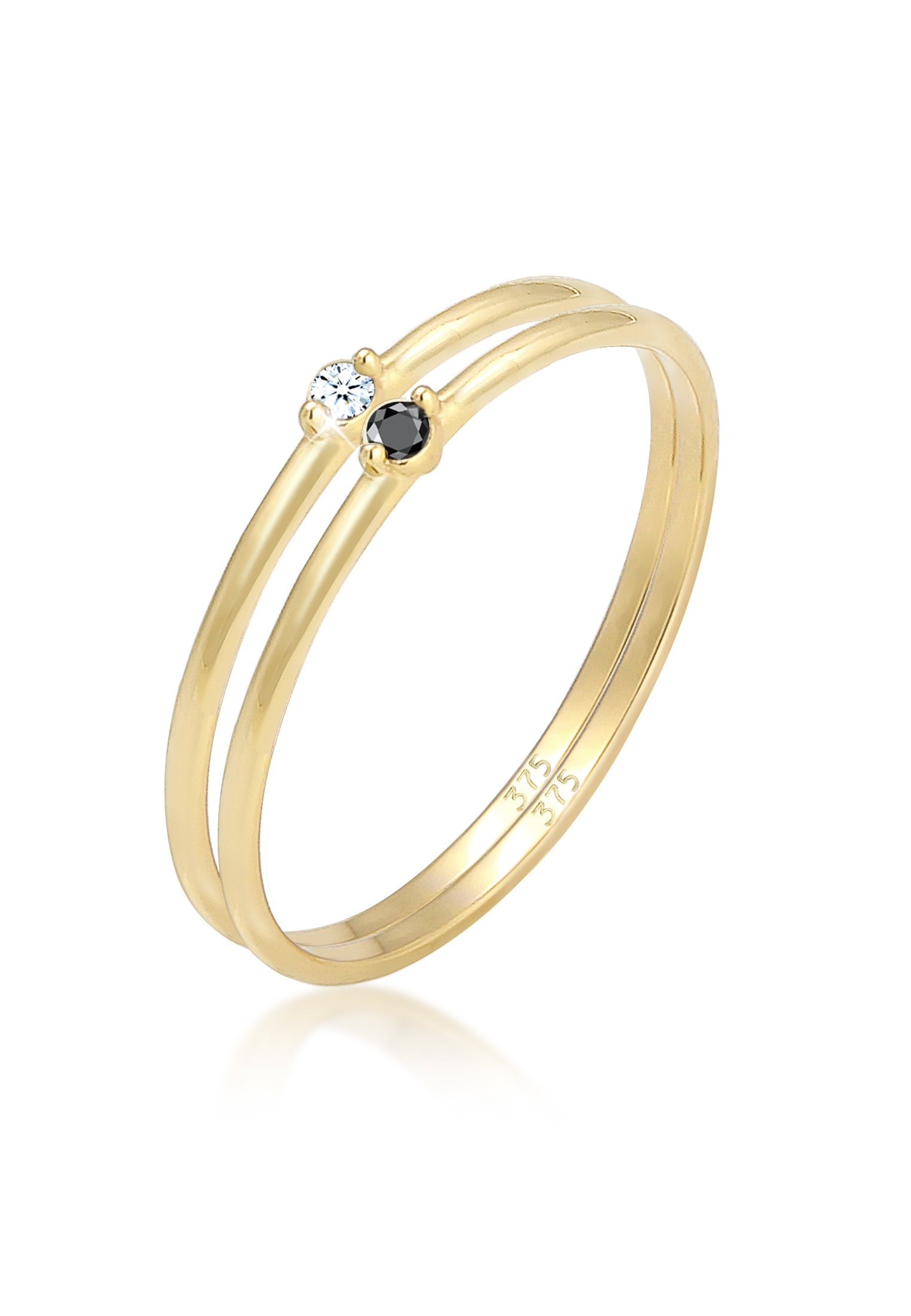 Verlobungsring »Solitär Schwarz Weiss Diamant (0.03 ct.) Gelbgold«