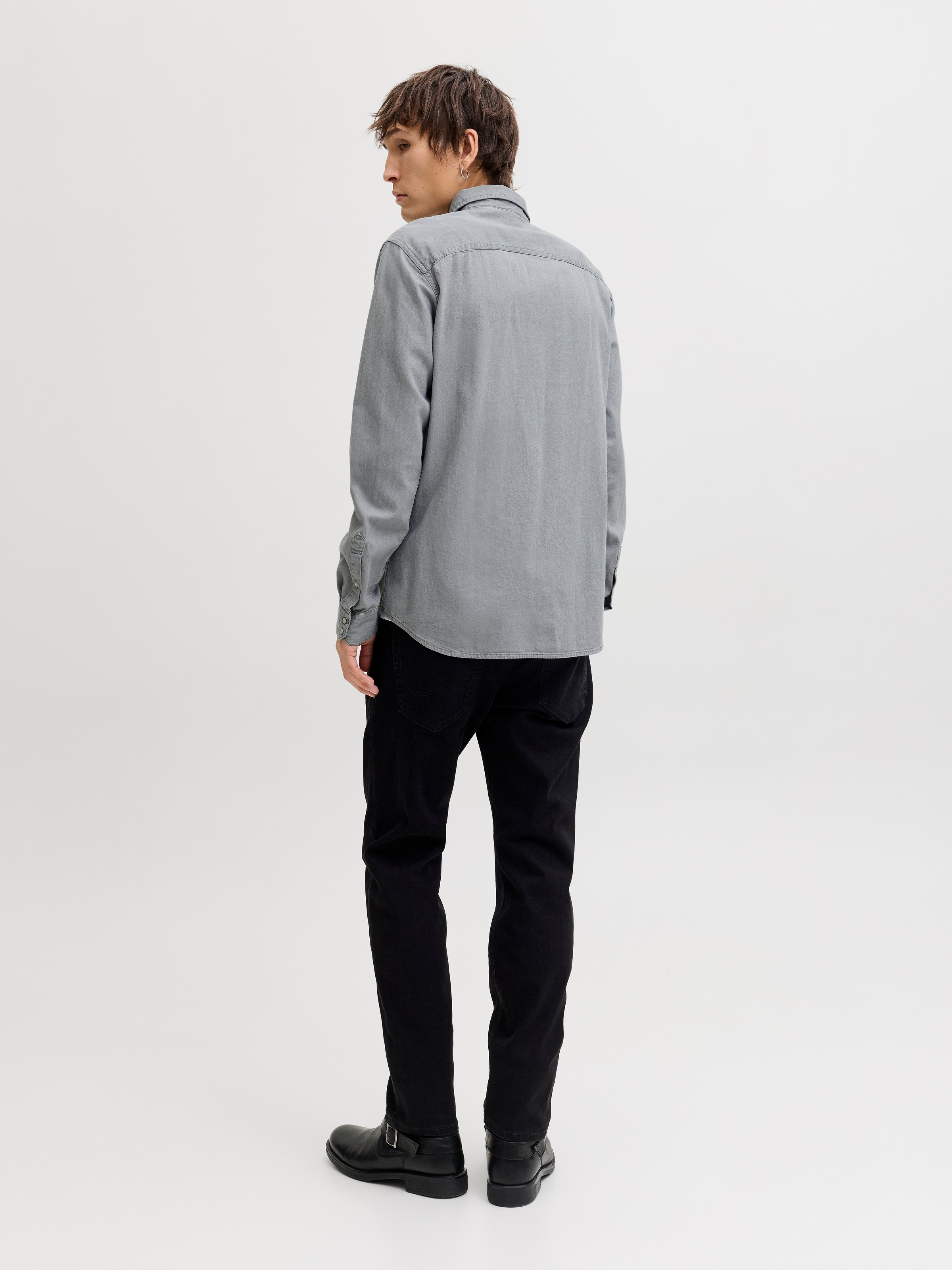 Jack & Jones Jeanshemd »JJESHERIDAN im Workwear-Stil mit robuster Baumwollqualität« unifarben, modisch, slim fit, Baumwolle, Hemdkragen