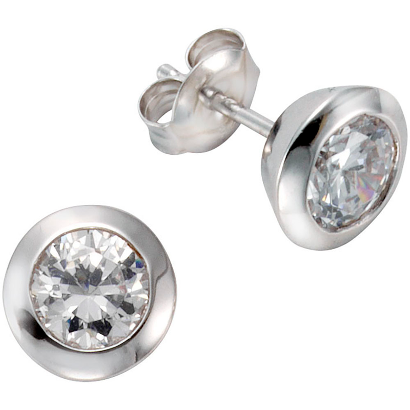FIRETTI Paar Ohrstecker »Schmuck Geschenk, Ohrringe Solitär, Silber 925« mit Zirkonia (synth.) silberfarben-kristallweiß + kristallweiß 8,5 mm...