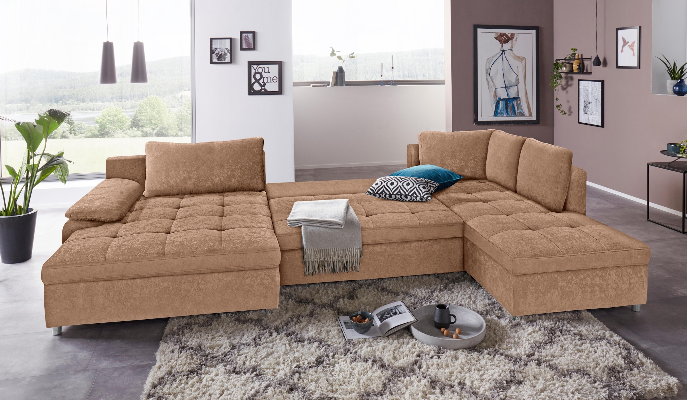 sit&more Wohnlandschaft »Labene U-Form«, wahlweise mit Bettfunktion und Bettkasten