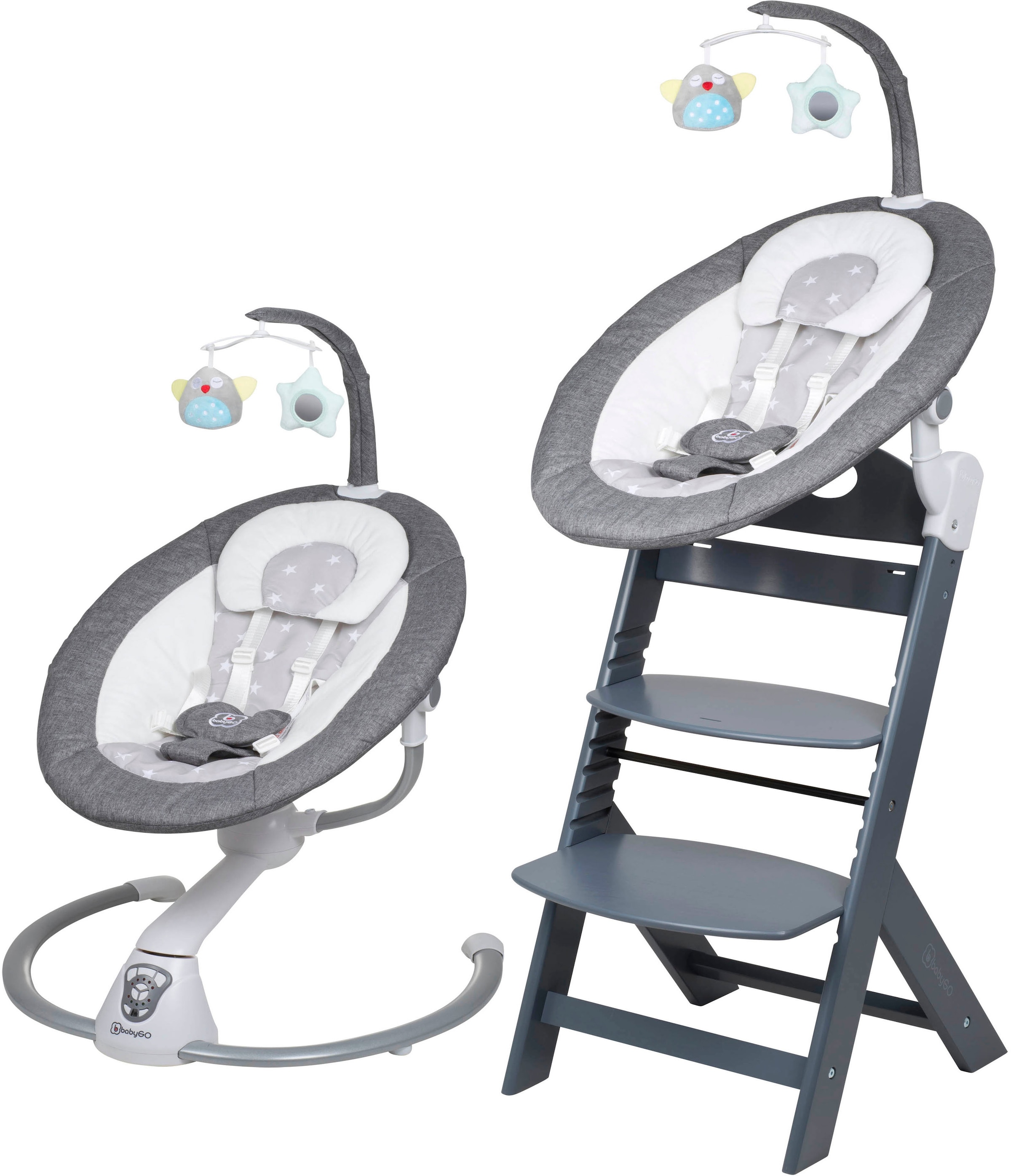 BabyGo Hochstuhl »Family Homey Set, grau/hellgrau«, mit elektrischer Babywi günstig online kaufen