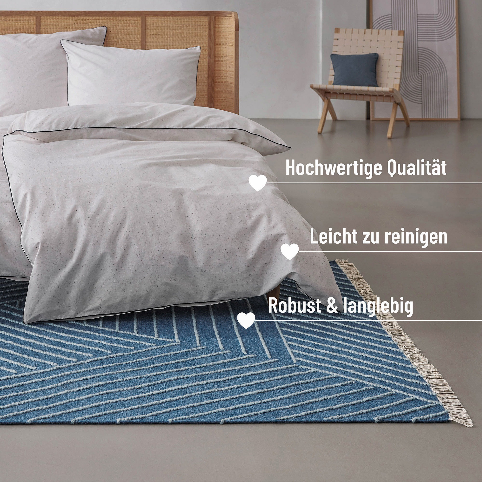 Wecon home Teppich »Ocean Lines«, rechteckig, 11 mm Höhe, handgewebt, robust, strapazierfähig, skandinavisch, Naturfaser