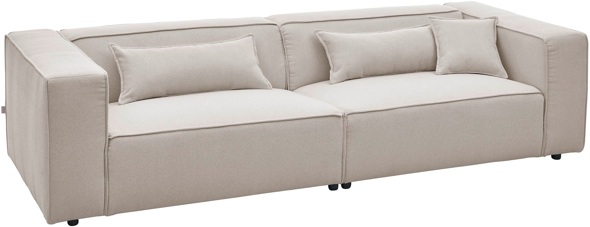 LeGer Home by Lena Gercke 3-Sitzer »PIARA, Couch mit Kedernaht, Sofa in Cord oder Leinenoptik«, schwarze Füße, bequemer Sitzkomfort