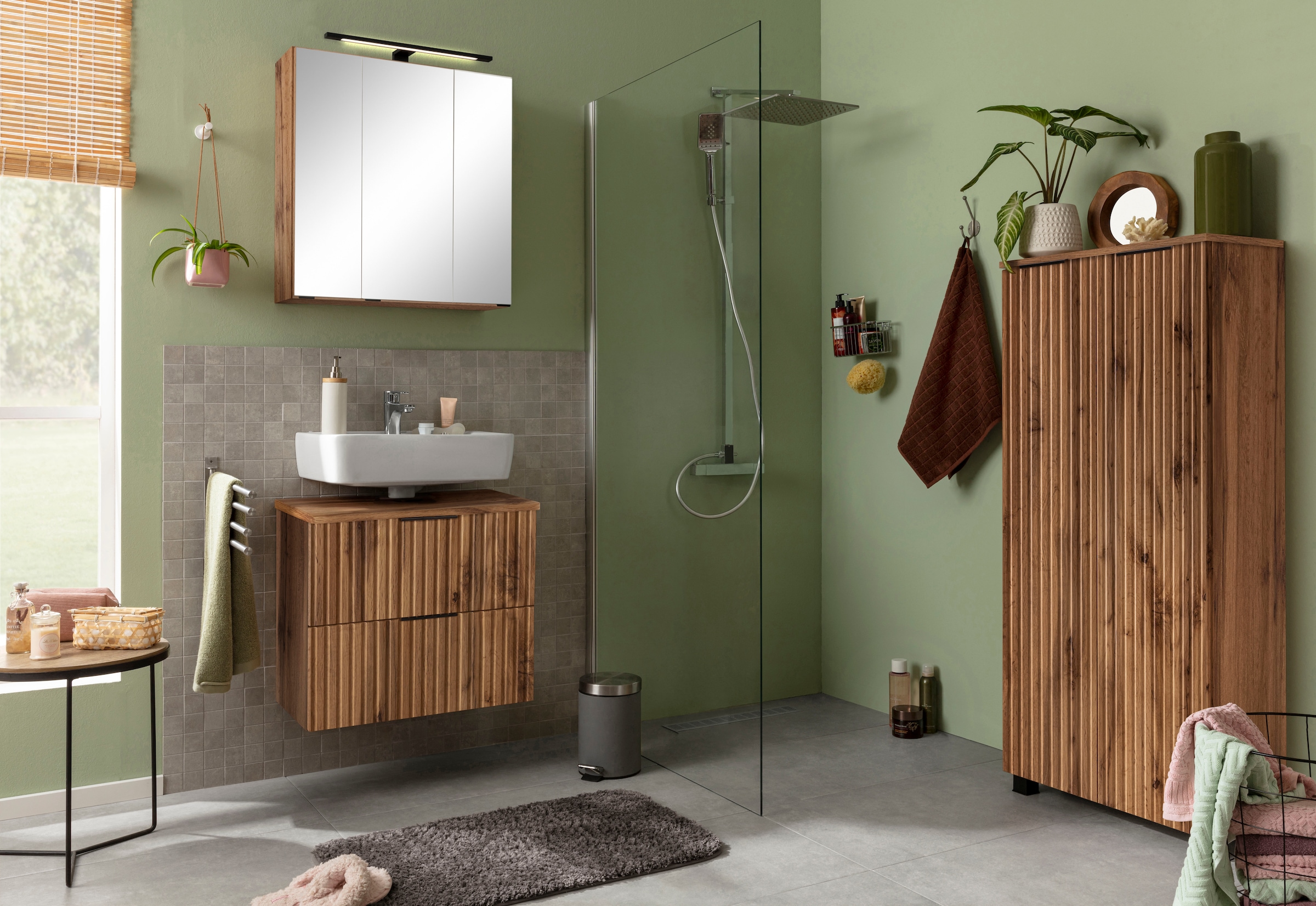 welltime Waschbeckenunterschrank »Trento, verschiedene Ausführungen und Farben«, Badmöbel, Breite 60 cm, Beckenunterschrank auf Füßen, Made in Germany