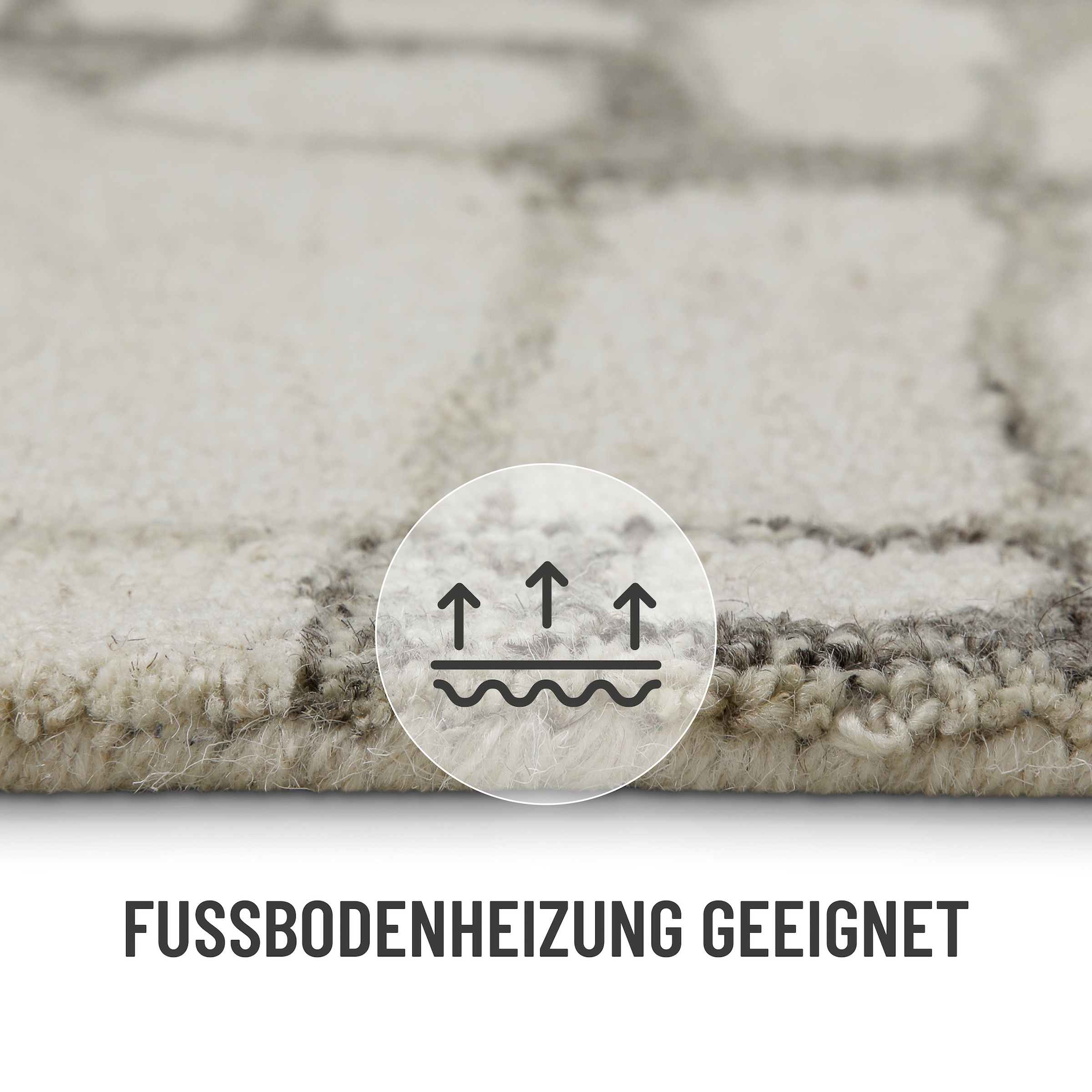 Wecon home Wollteppich »Hamptons TWELVE«, rechteckig, 10 mm Höhe, Läufer, Schurwolle, Kurzflor, Wohnzimmer, elegant, geometrisch