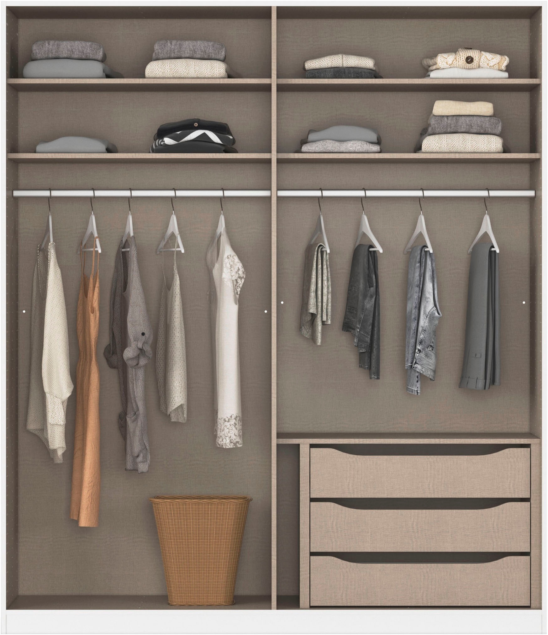 rauch Drehtürenschrank »Kleiderschrank Schrank Garderobe Wäscheschrank Schlafzimmer BELLEZZA« inkl. Schubkasteneinsatz, Wäscheeinteilung und weiterem Zubehör