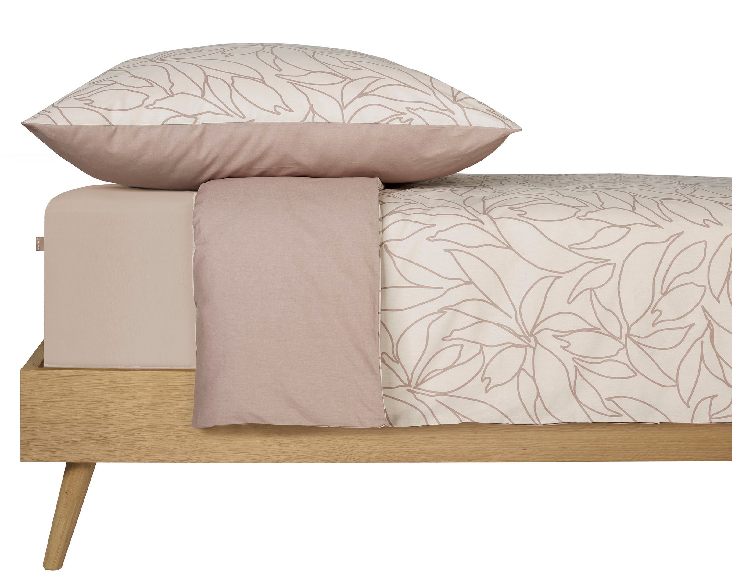 Schiesser Wendebettwäsche »Leaves aus weicher Baumwolle mit schlichtem Botanikprint«, Made in Green