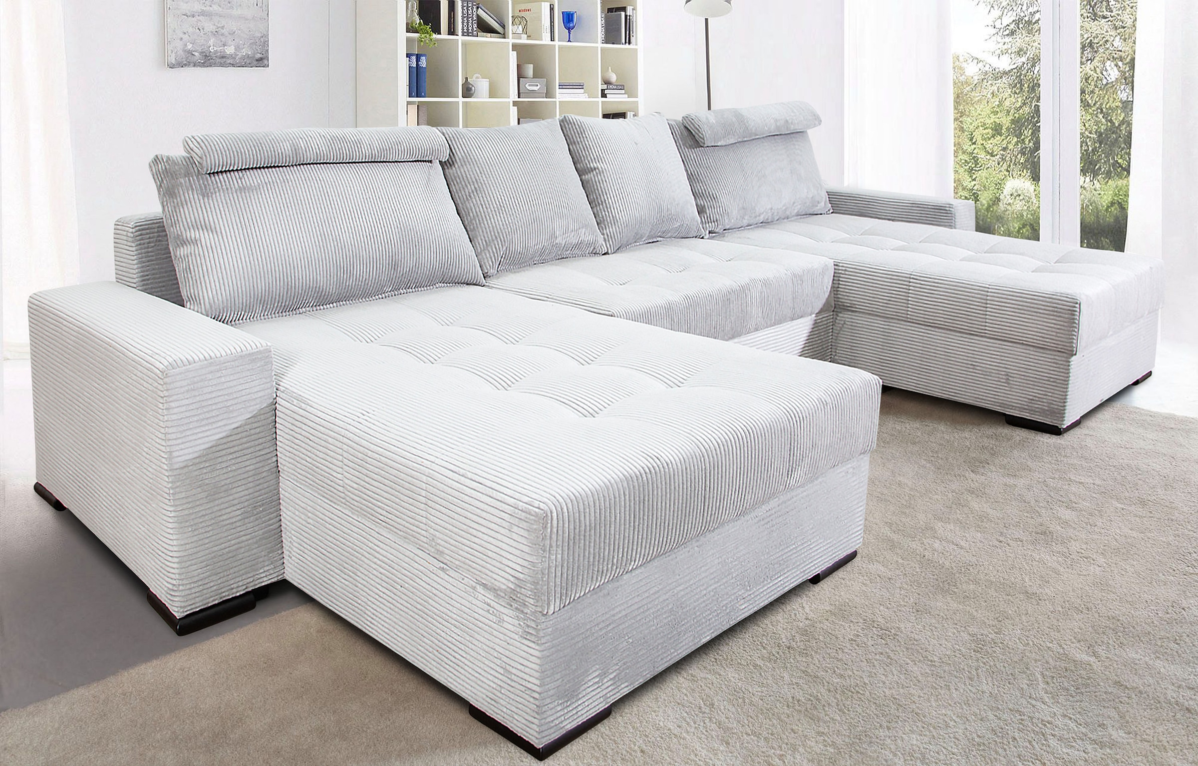 COLLECTION AB Wohnlandschaft »XXXL-Josy Relax U-Form Breite 352 cm, mit 2 gleich großen Recamieren«, inkl. Bettfunktion, Bettkasten, mit 4 Rückenkissen in zwei Größen