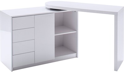 MCA furniture Schreibtisch »Matt«, Weiß Hochglanz mit Regalschrank, Tischplatte... kaufen