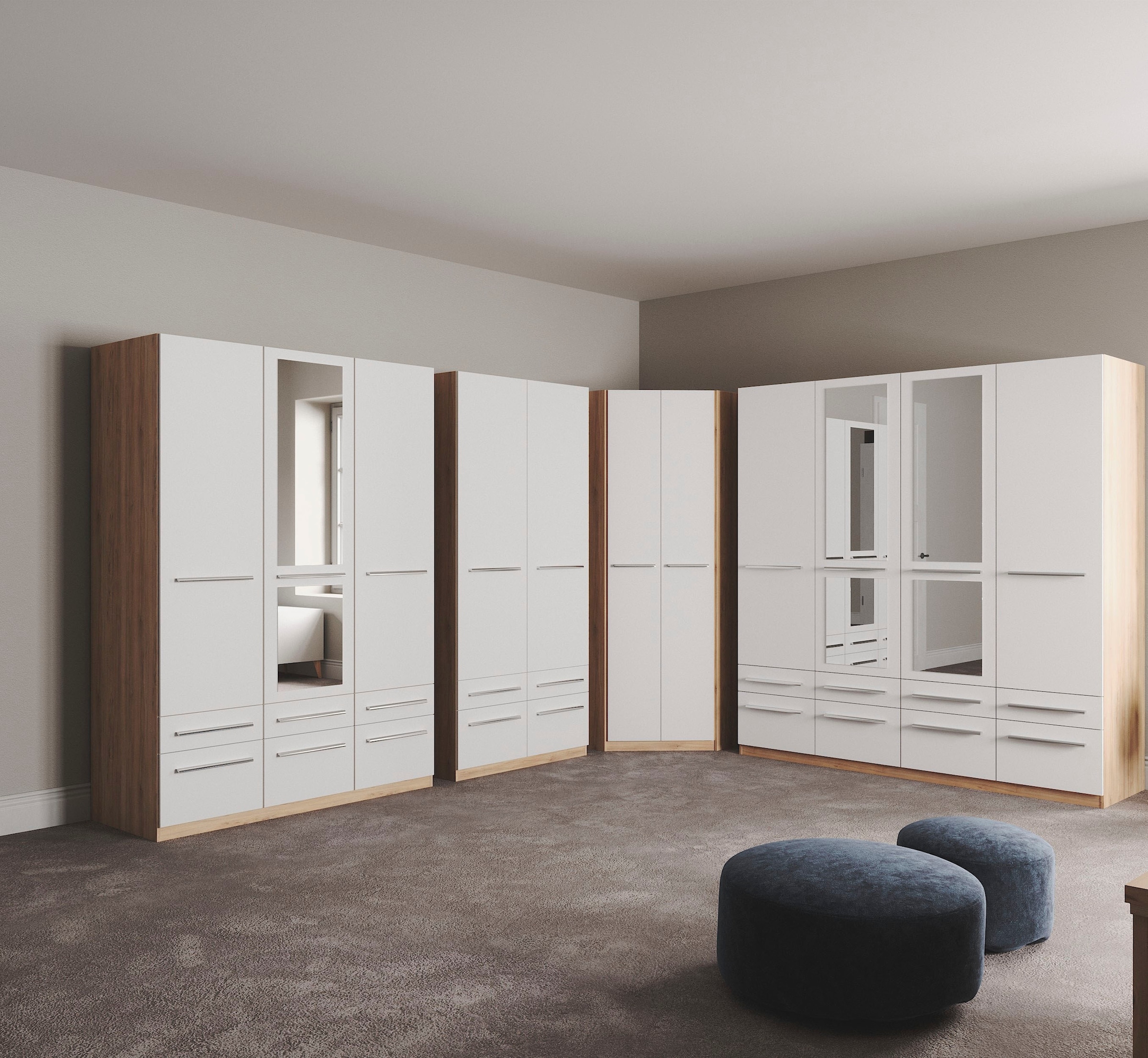 priess Kleiderschrank »Schrank Garderobe Wäscheschrank Barcelona in 5 Breiten«, viel Stauraum, geräumige Schubkästen, mit Spiegel, MADE IN GERMANY
