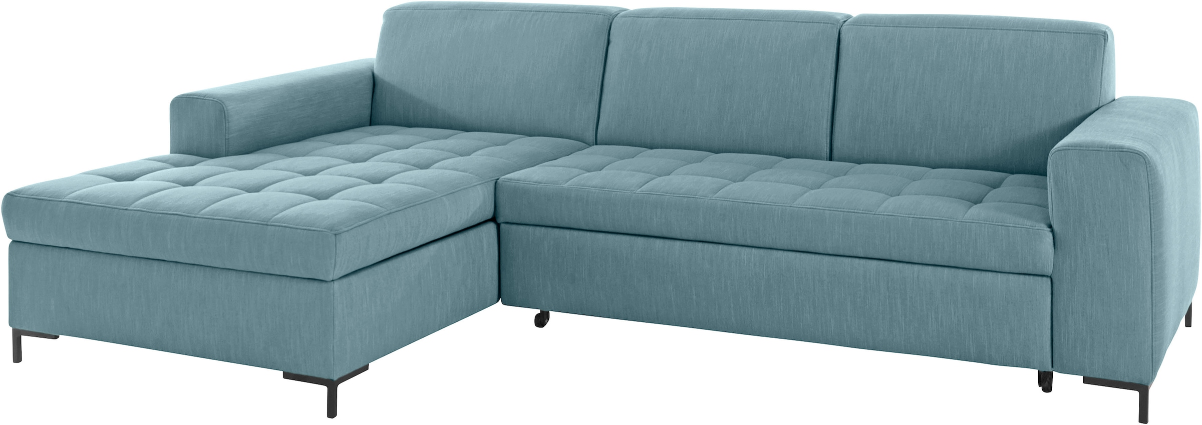 OTTO products Ecksofa »Grazzo, zeitlos & elegant, moderne Sitzheftung, Breite 266cm, L-Form«, hochwertige Stoffe aus recyceltem Material, Steppung im Sitzbereich