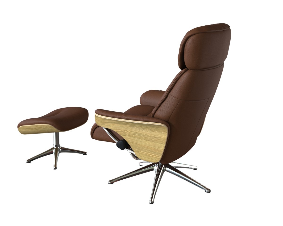 FLEXLUX Relaxsessel »Aarhus, Funktionsessel, Polstersessel, Armlehne, TV-Fernsehsessel,«, Relaxfunktion & Kopf- Rückenverstellung, Armlehne Eiche, Fuß Alu