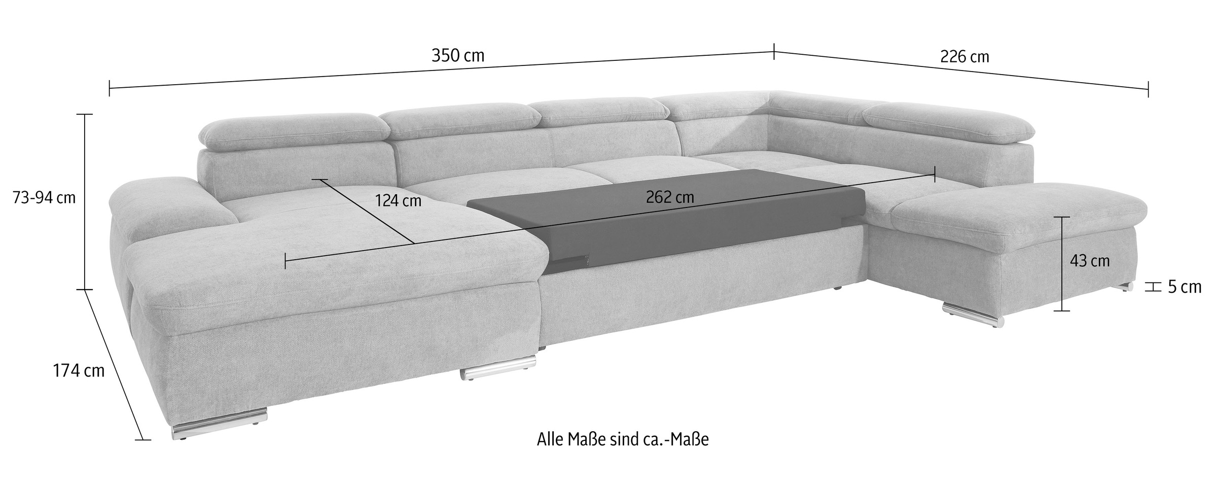 sit&more Wohnlandschaft »Alcatraz U-Form«, wahlweise mit Bettfunktion