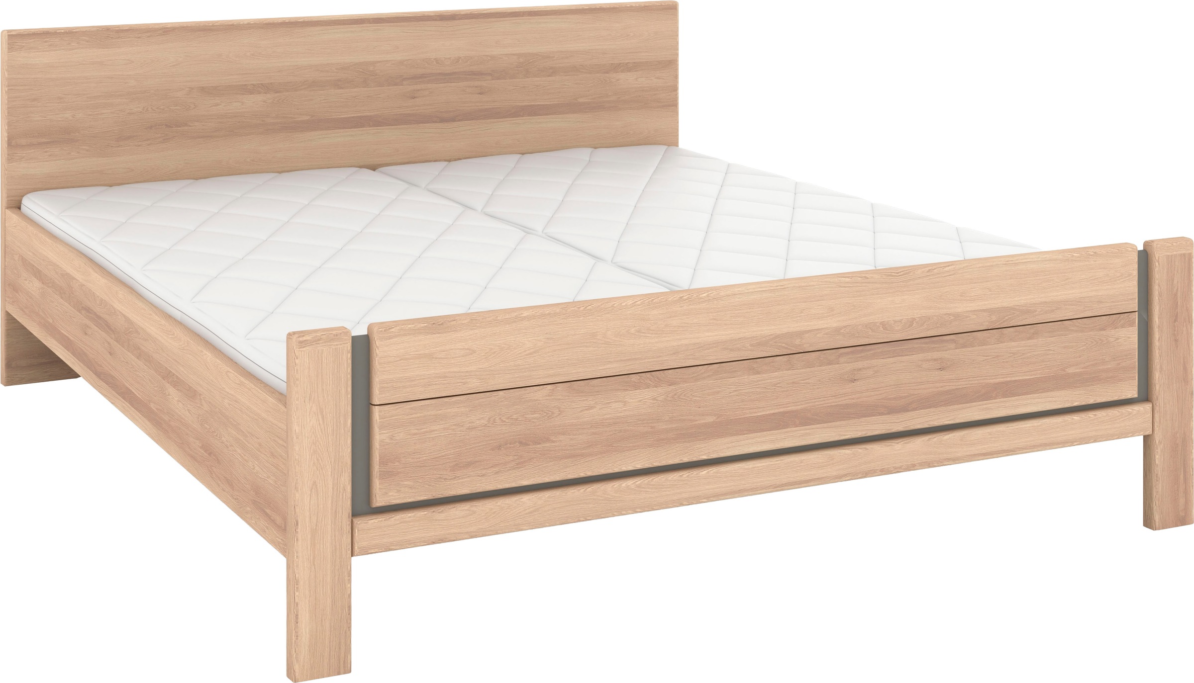 Musterring Holzbett »Sorrent, Bettgestell, Bettrahmen, teilmassiv Eiche«, (MADE IN GERMANY), Eiche teilmassiv, Liegehöhenverstellung, Stollenfußteil