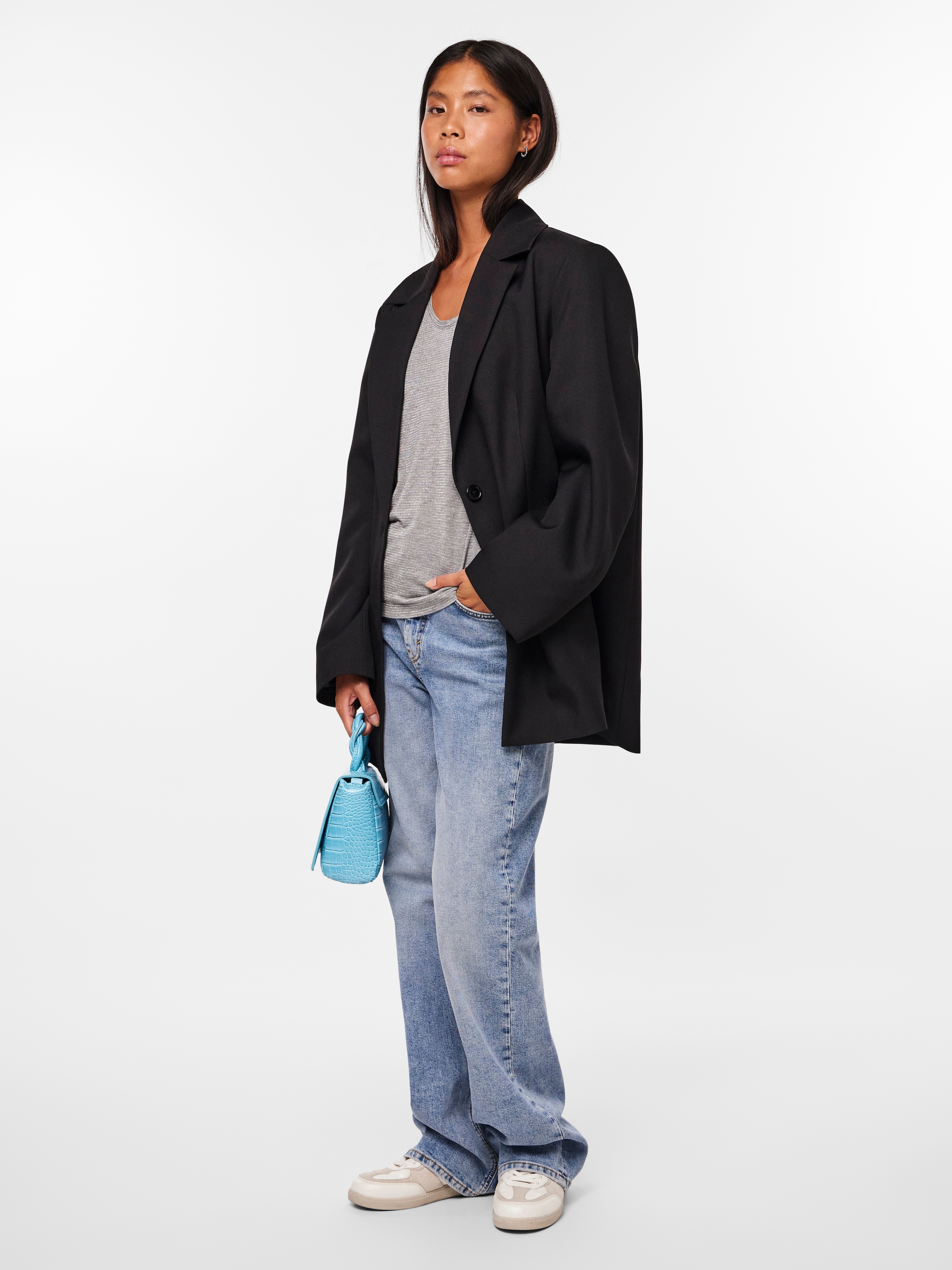 pieces T-Shirt »PC BILLO« mit Glitzerstreifen