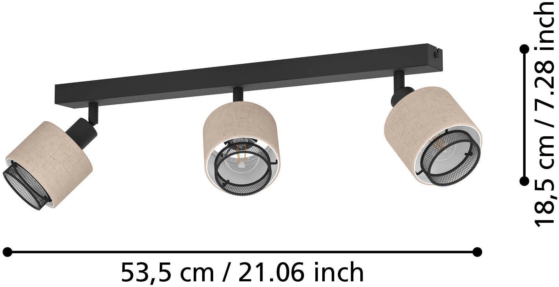 EGLO Deckenleuchte »Rosley Deckenstrahler, Textil und Metall, schwenkbare Spots, E14« E14 1 Stk. Spot - L43 x B9 x H18,5 cm - schwarz - 3X40W exkl.