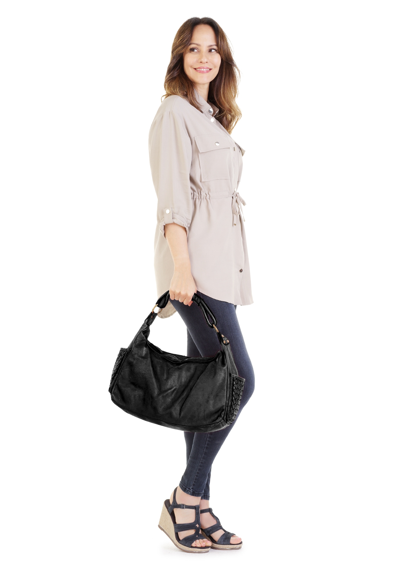 Samantha Look Henkeltasche, echt Leder, Made in Italy
