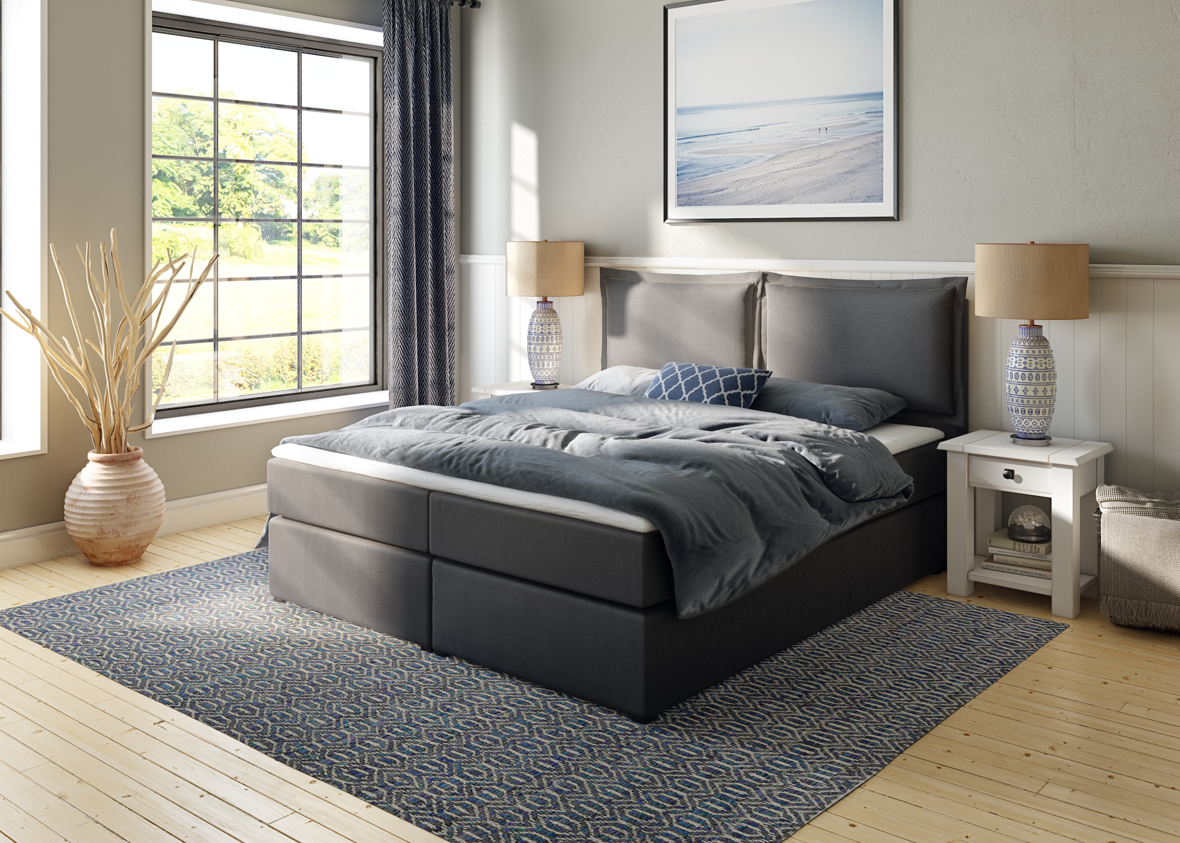 Home affaire Boxspringbett "Lysann" 5fach verstellbares Kopfteil, in 4 Brei günstig online kaufen