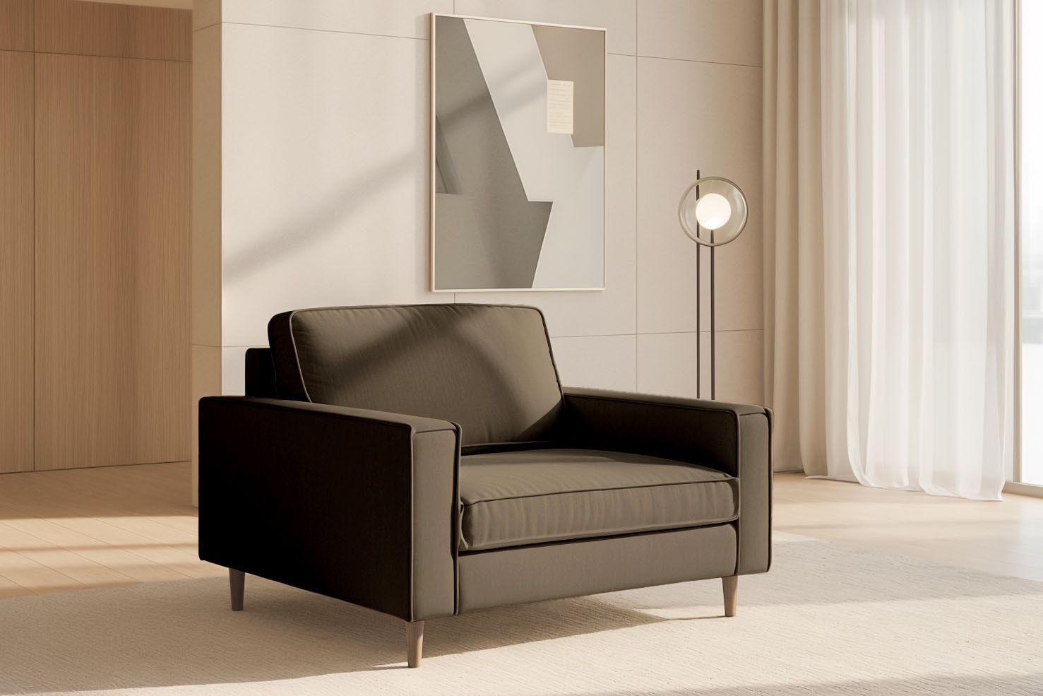 Home affaire Loveseat »Pinto Skandi 105 cm, Chenille, Struktur« mit Keder, günstig online kaufen