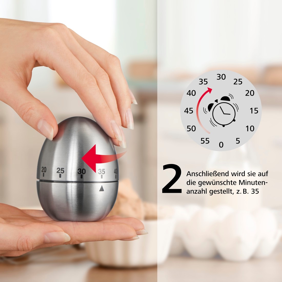 Xavax Küchentimer »Eieruhr Küchentimer Kurzzeitmesser Kurzzeitwecker«, Edelstahl