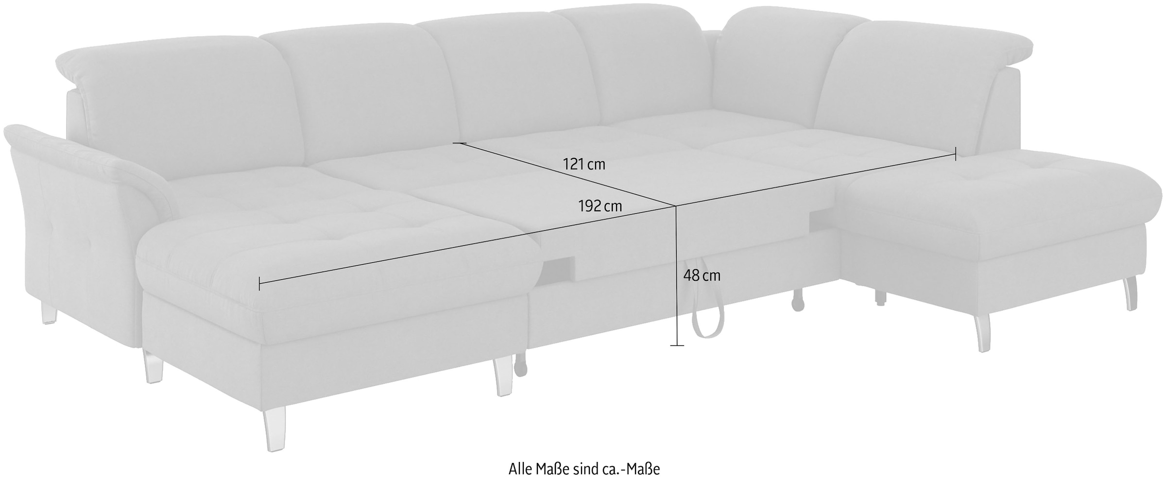 sit&more Wohnlandschaft »Maggiore U-Form«, wahlweise mit Kopfteilverstellung, Bettfunktion und Stauraum