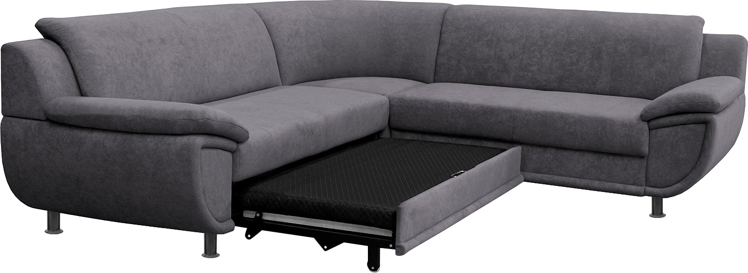 TRENDMANUFAKTUR Ecksofa »Rondo wahlweise mit Schlaffunktion, 267x247 cm (BxT), breite Armlehnen« L-Form, wahlweise mit Federkern bestellbar, Füße schwarz